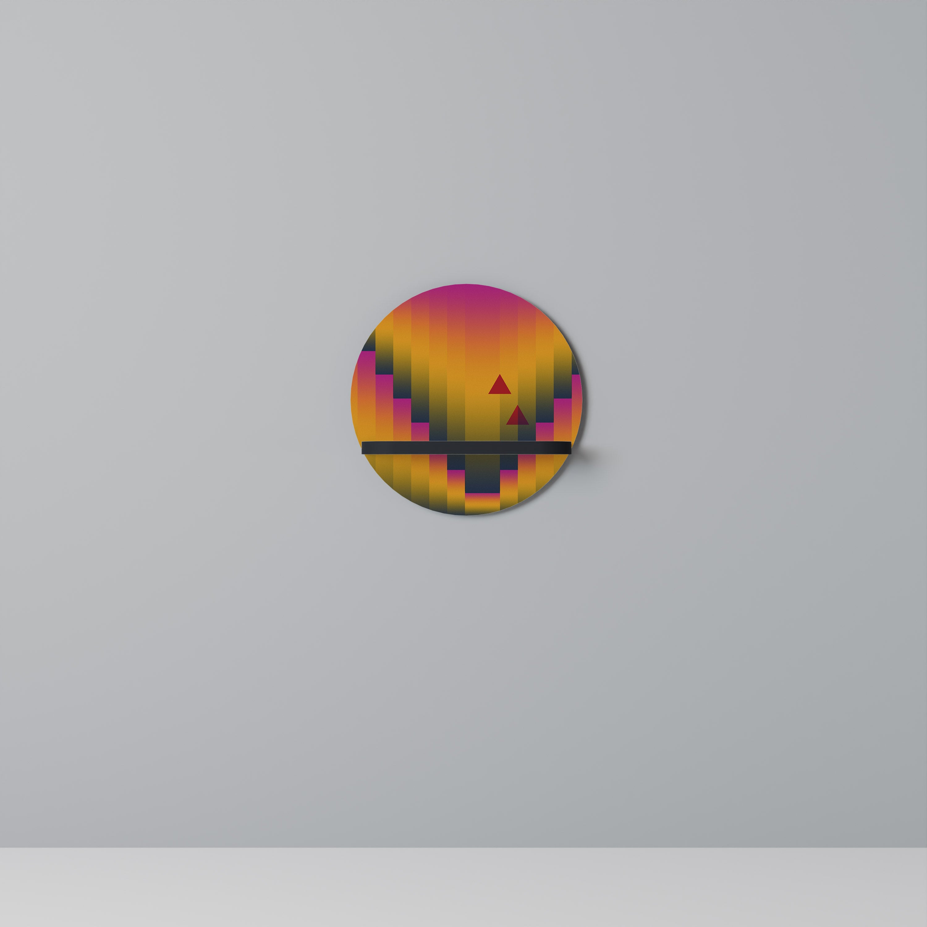 GOLDEN FADE Round Art Shelf In Black Finish