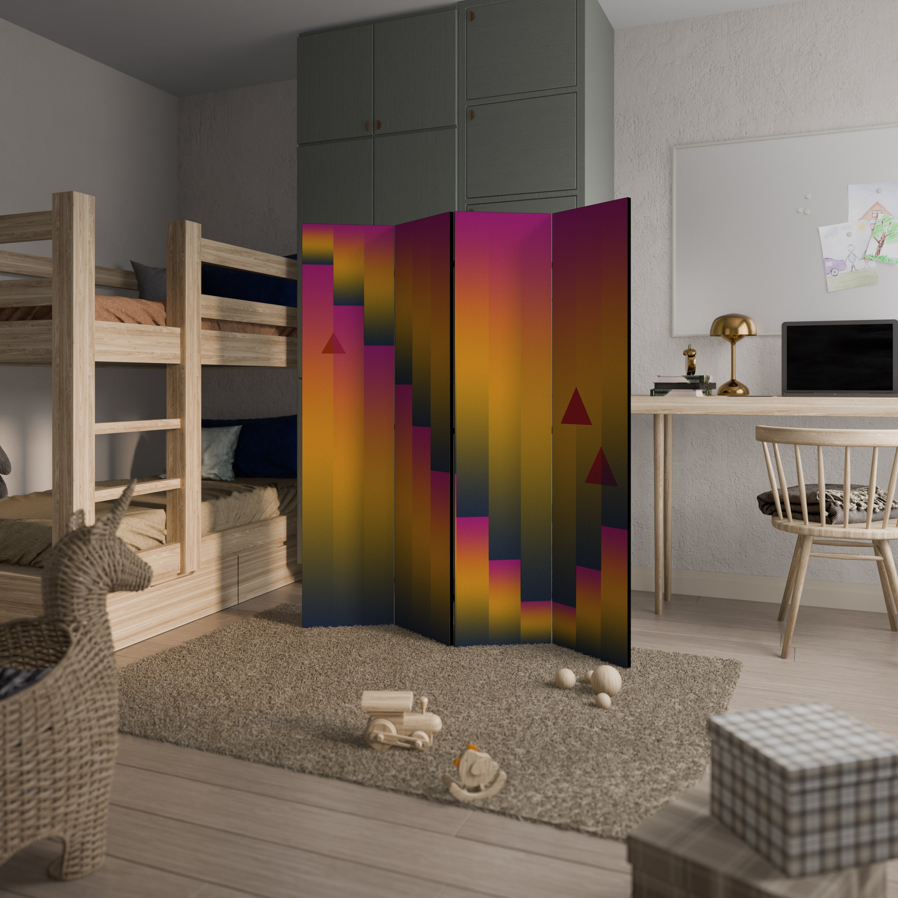 GOLDEN FADE Biombo Decorativo de 4 Painéis