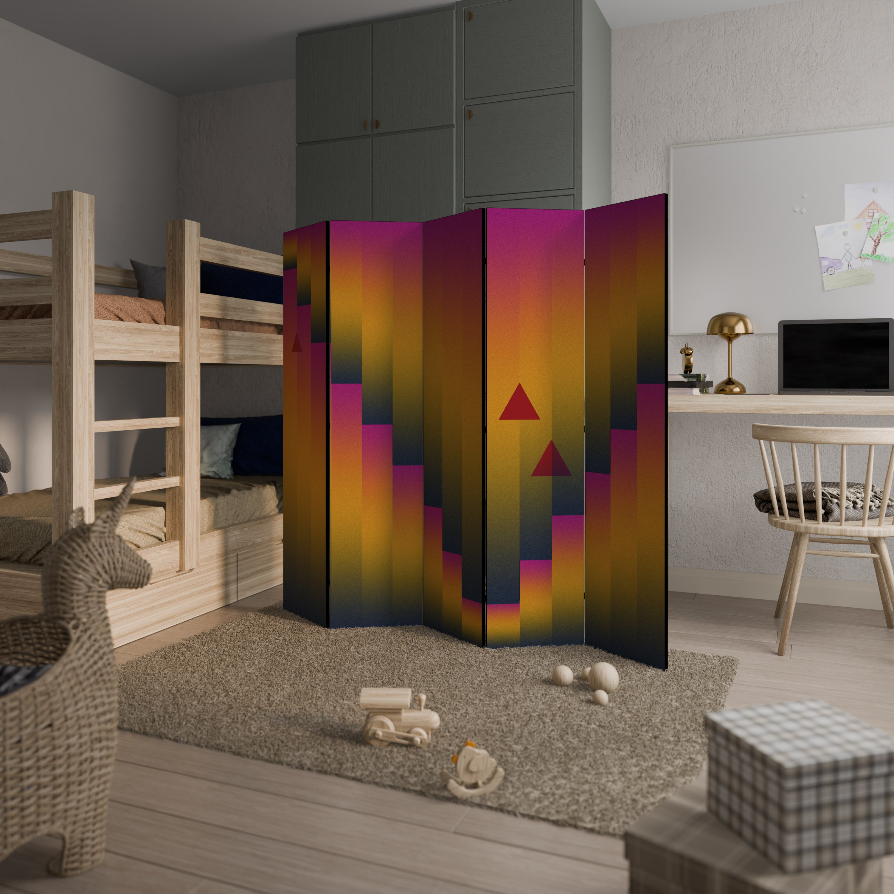 GOLDEN FADE Biombo Decorativo de 5 Painéis