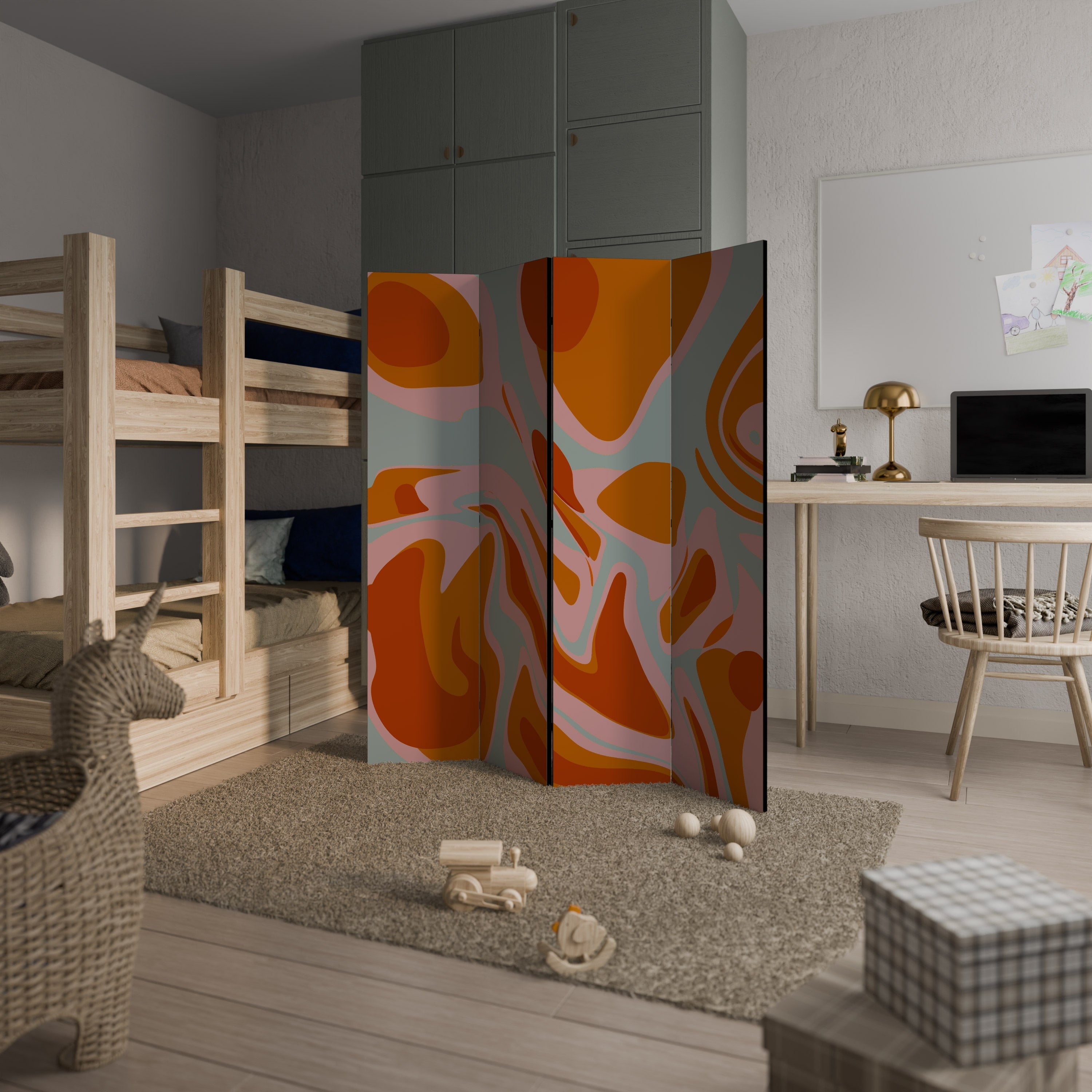 FLOATING BURN Biombo Decorativo de 4 Painéis