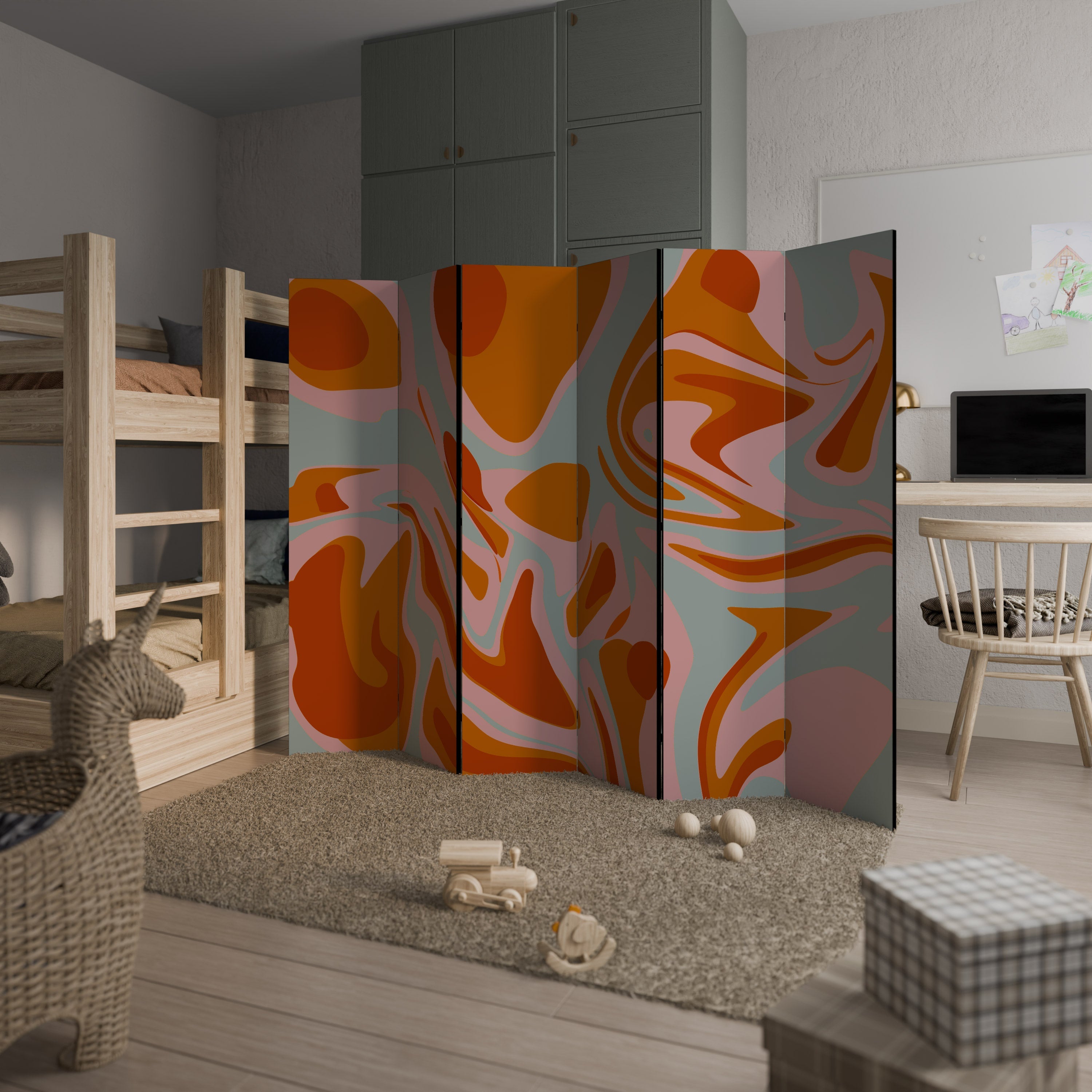 FLOATING BURN Biombo Decorativo de 6 Painéis