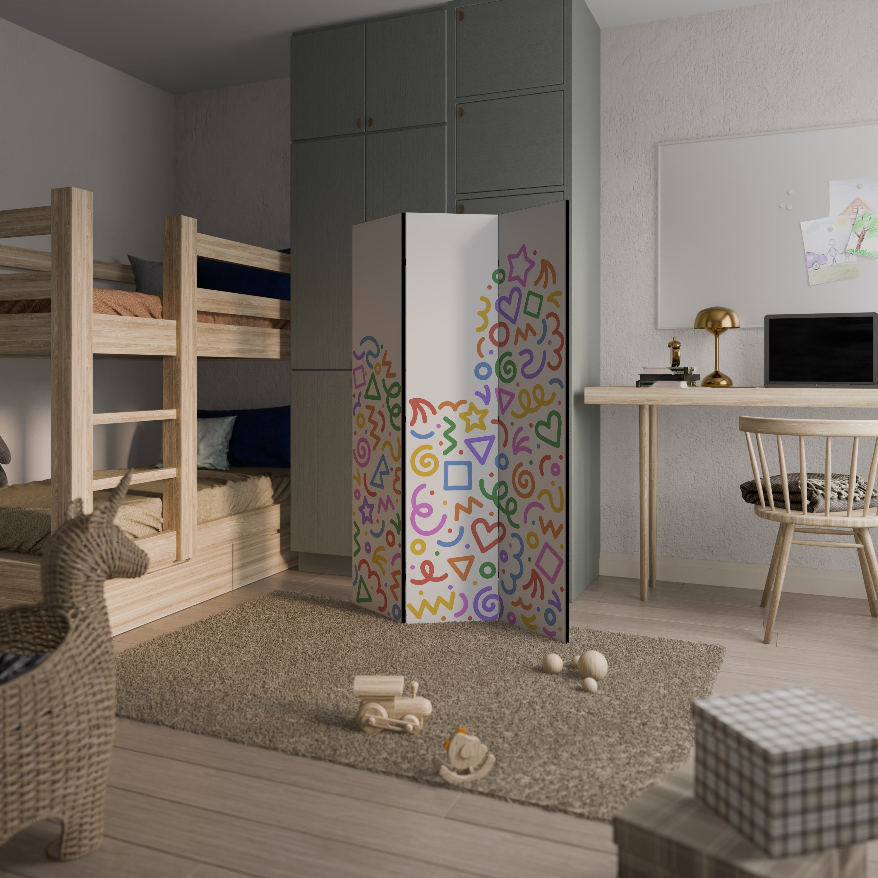 SHAPE EXCITEMENT Biombo Decorativo de 3 Painéis