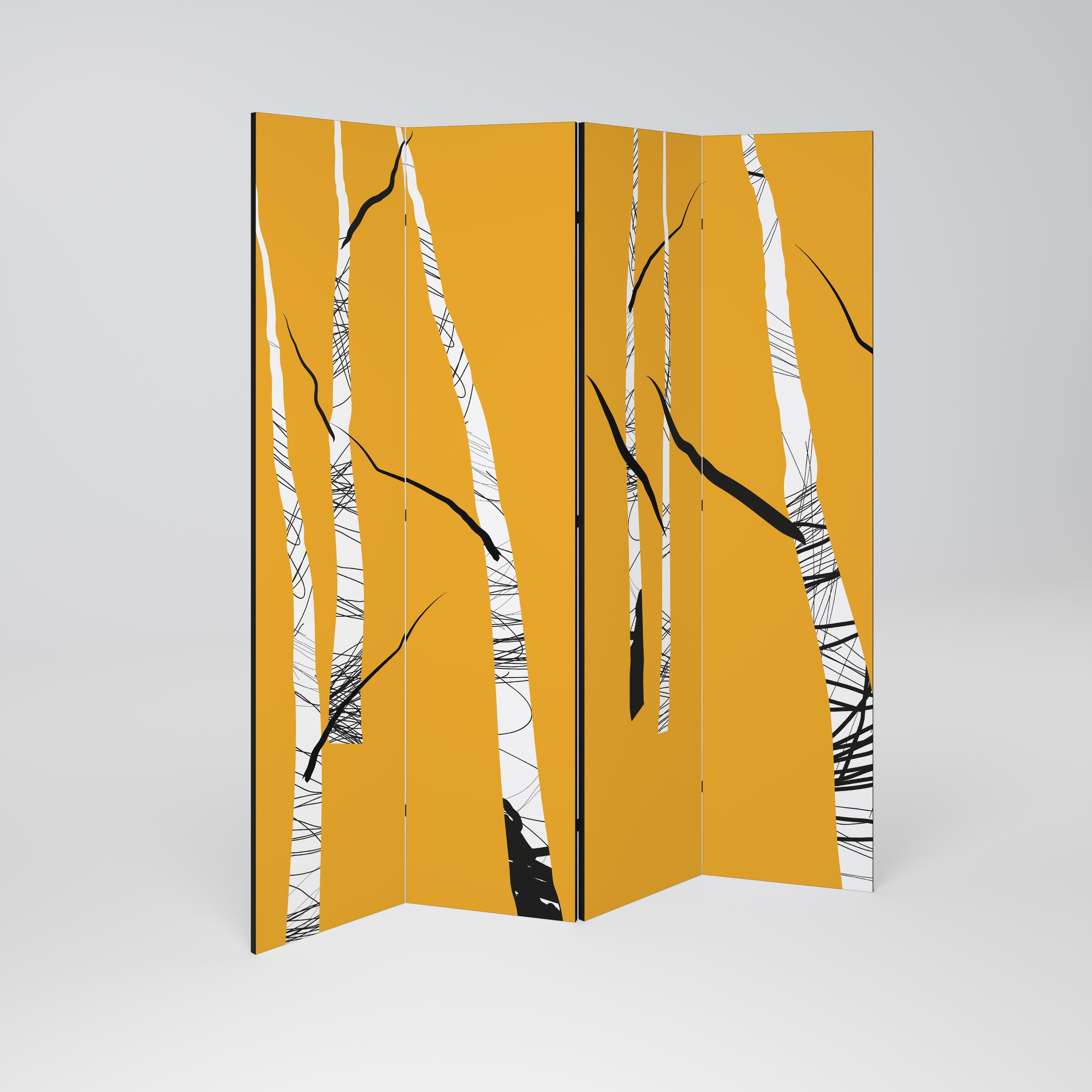 BIRCH ABSTRACT Biombo de 4 Painéis