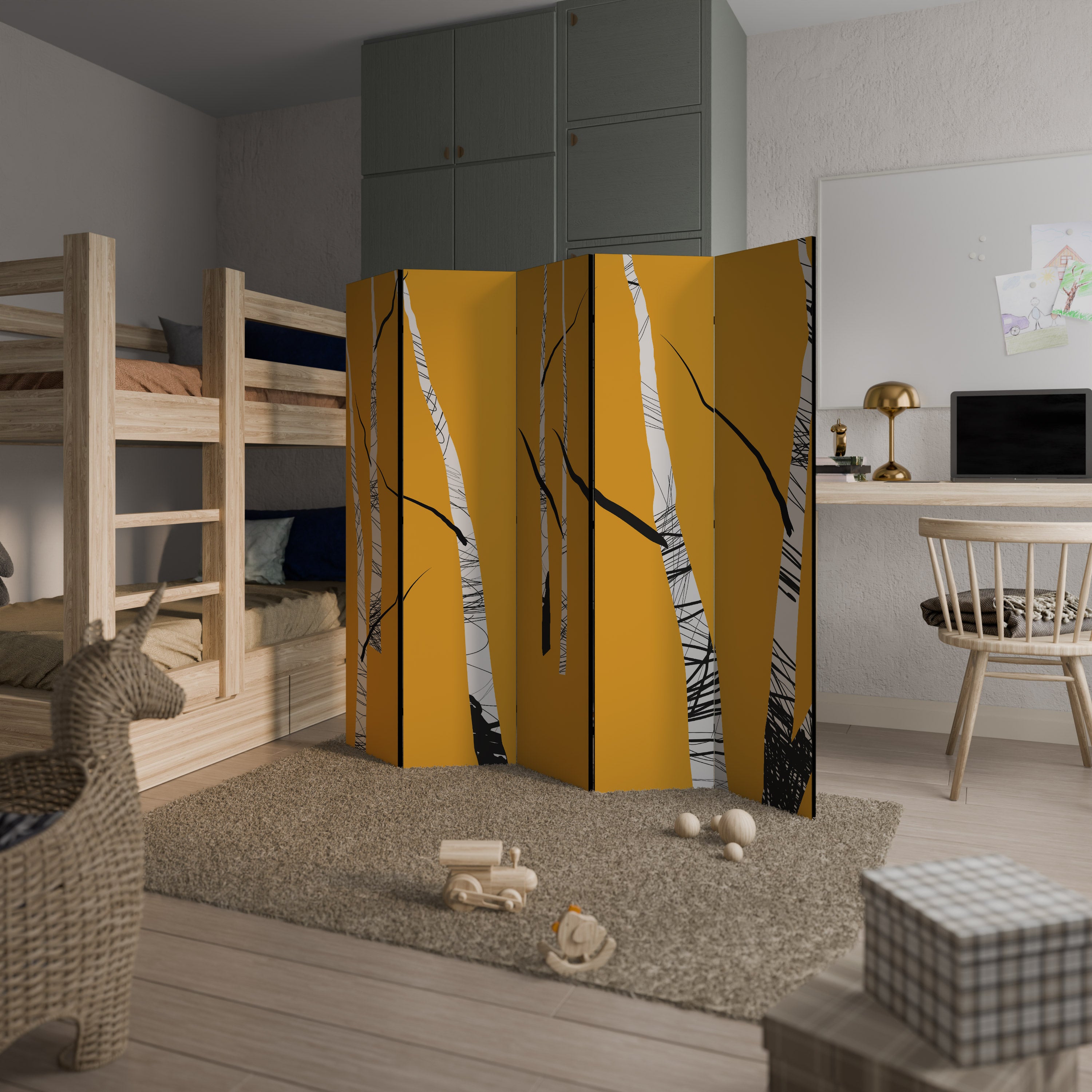 BIRCH ABSTRACT Biombo de 5 Painéis