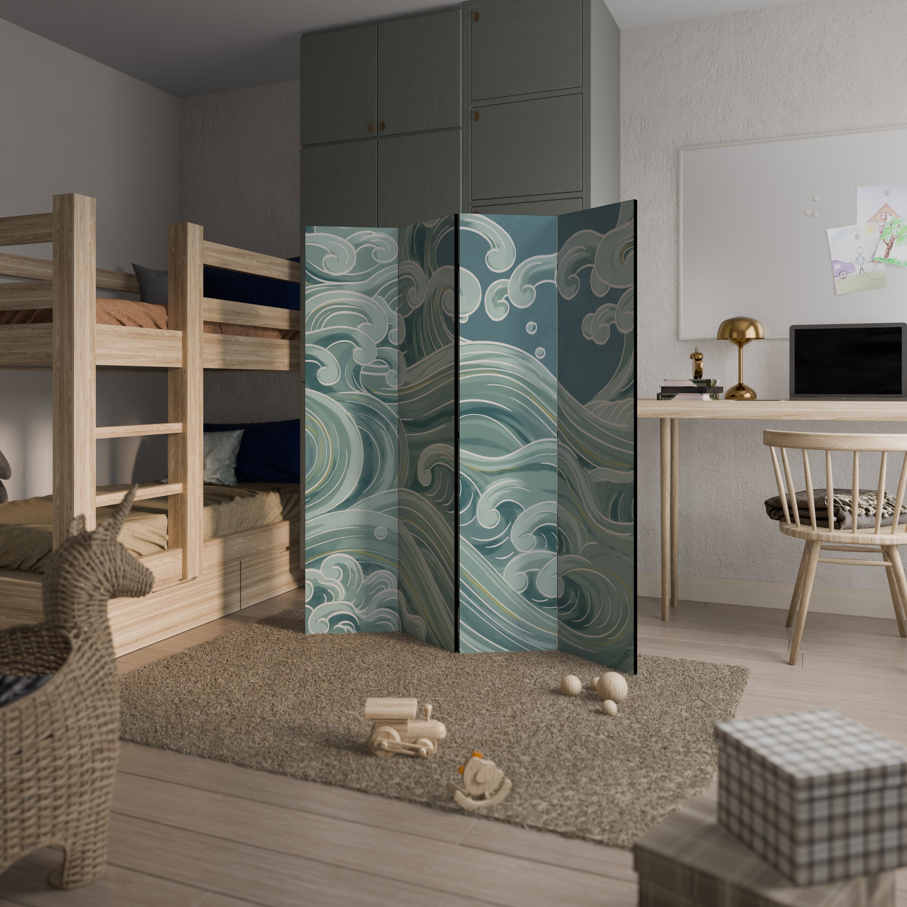 ASIAN SWAY Biombo Decorativo de 4 Painéis