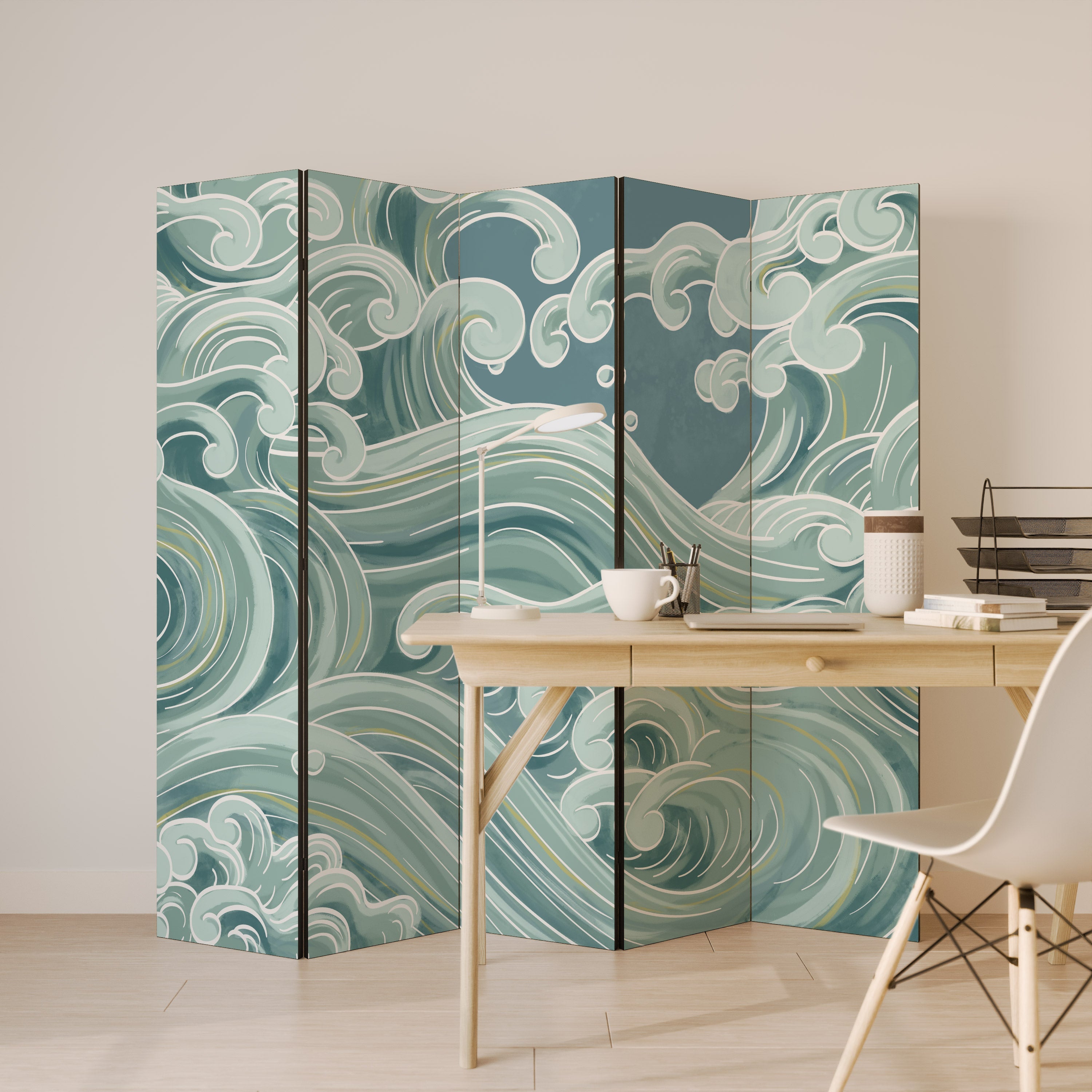 ASIAN SWAY Biombo Decorativo de 5 Painéis