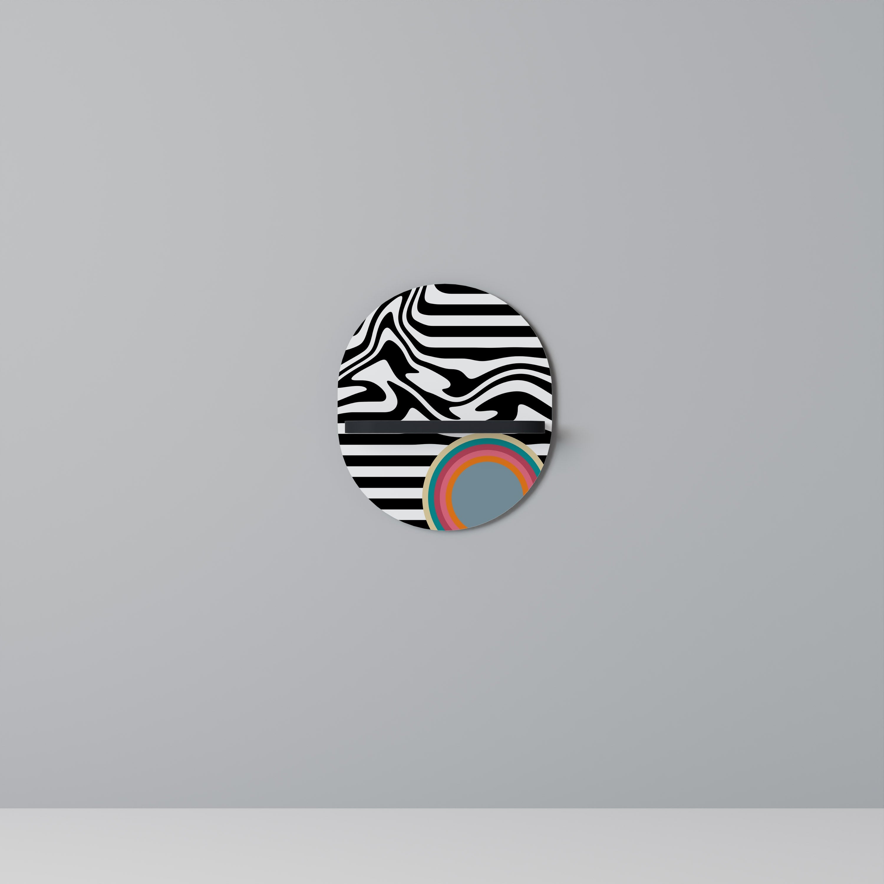 SPECTRA SHOWCASE Prateleira Oval Decorativa em Acabamento Preto