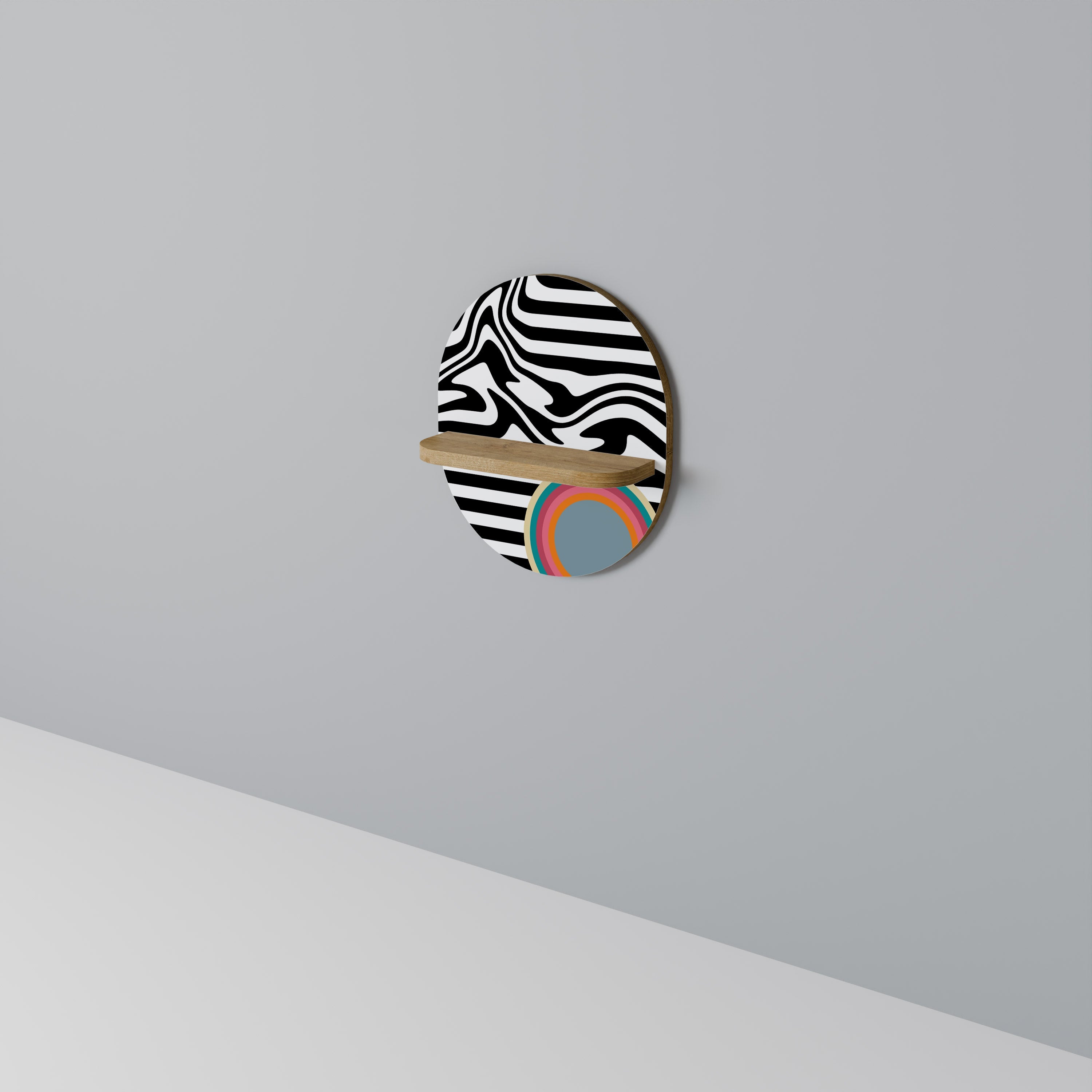 SPECTRA SHOWCASE Prateleira Oval Decorativa em Efeito Carvalho