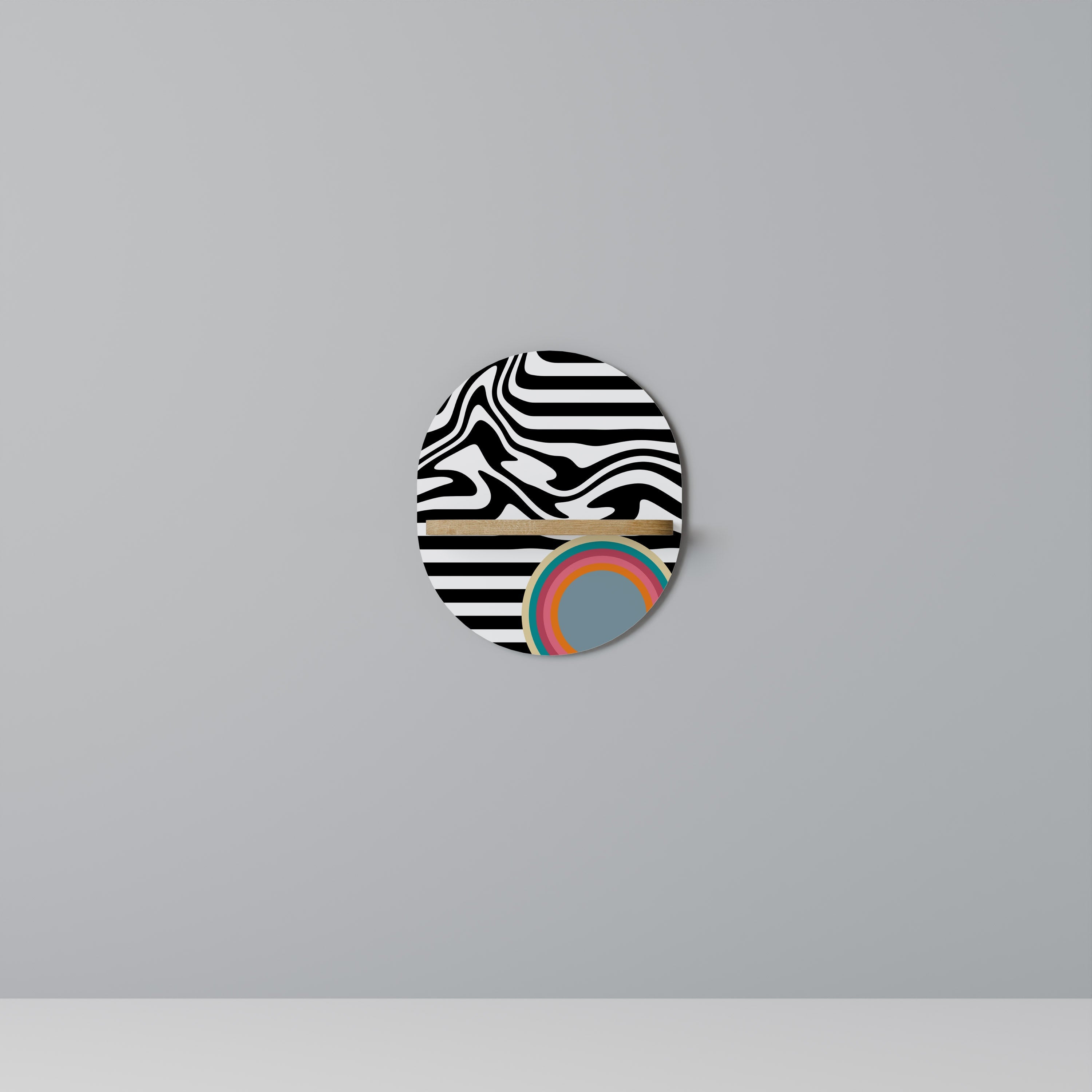 SPECTRA SHOWCASE Prateleira Oval Decorativa em Efeito Carvalho