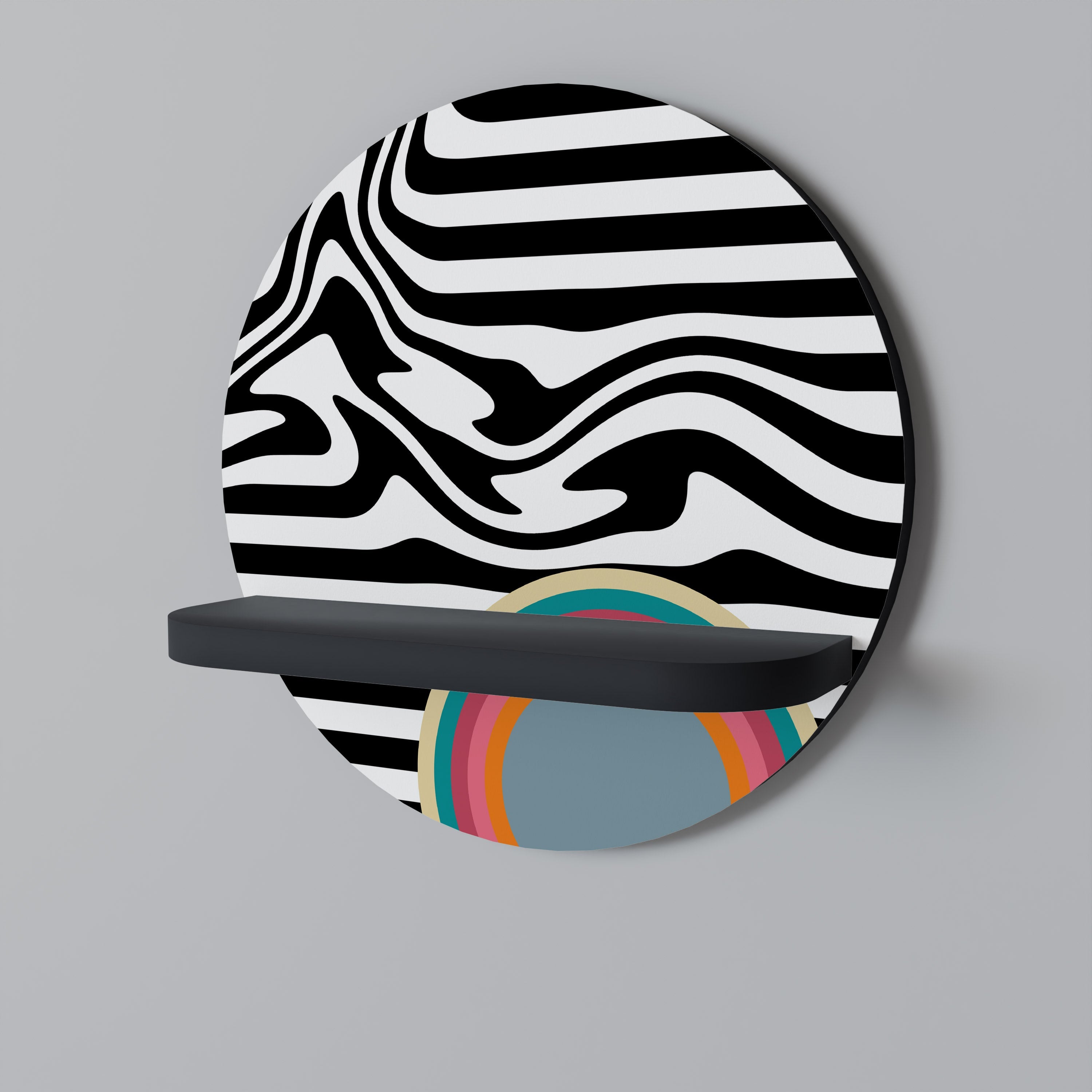 SPECTRA SHOWCASE Round Art Shelf In Black Finish