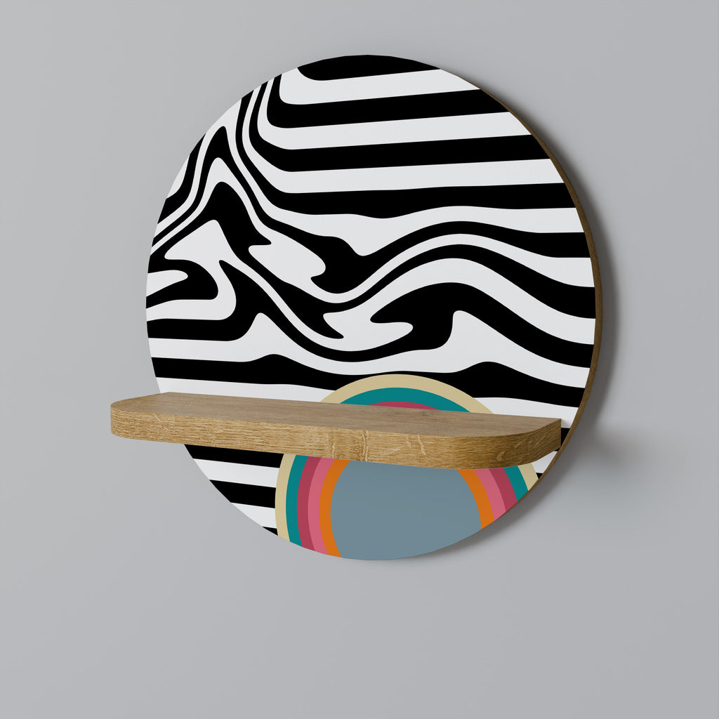 SPECTRA SHOWCASE Prateleira Redonda Decorativa em Efeito Carvalho