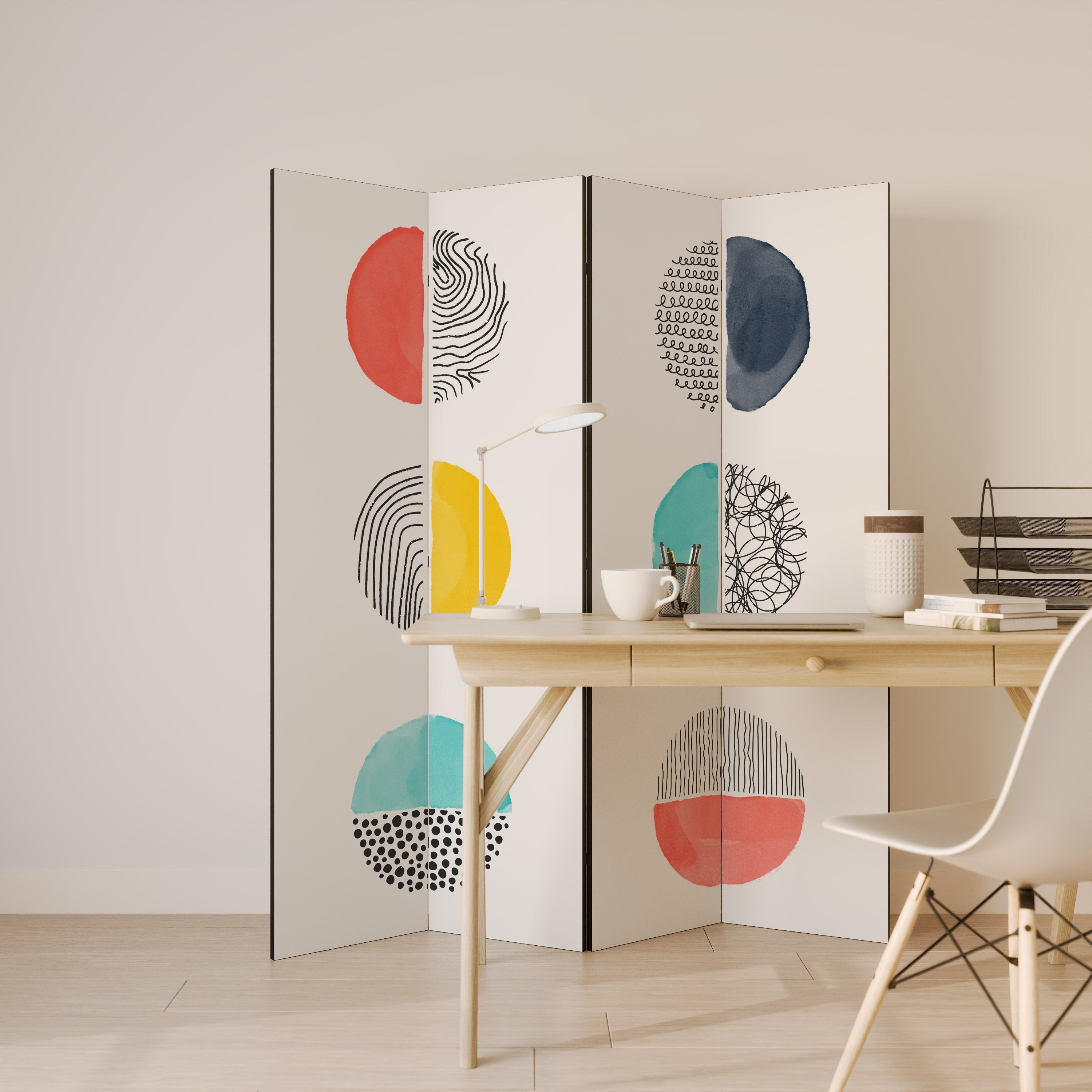 SHAPESHIFT TREASURES Biombo Decorativo de 4 Painéis