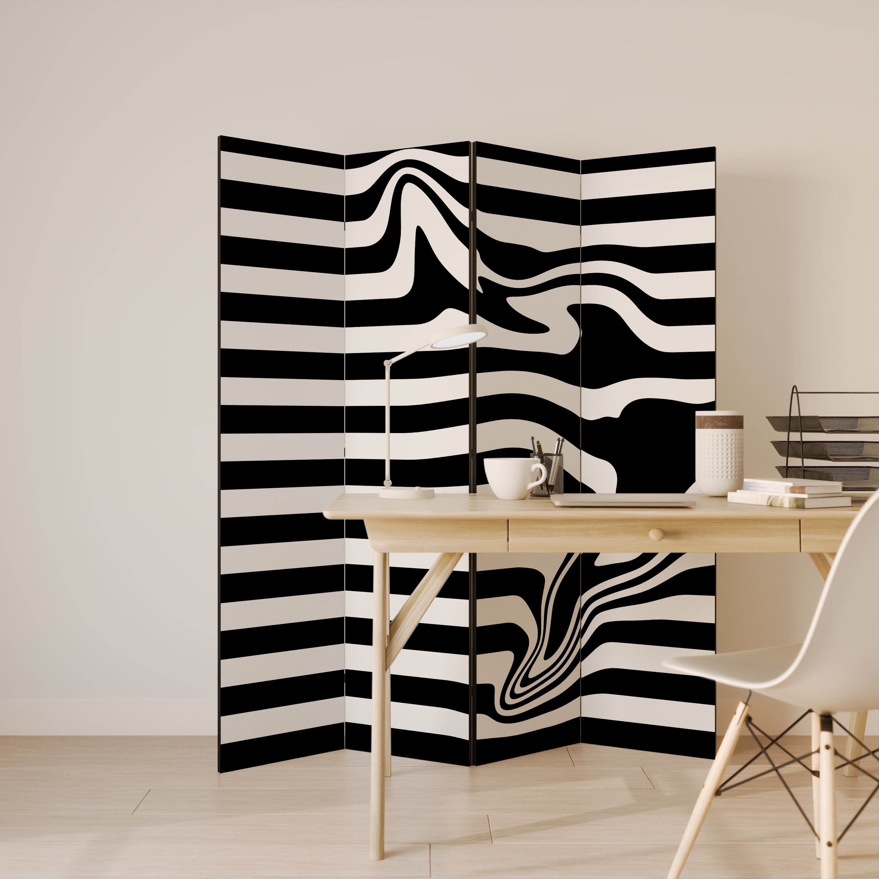 POLYLINE FUZZY Biombo Decorativo de 4 Painéis