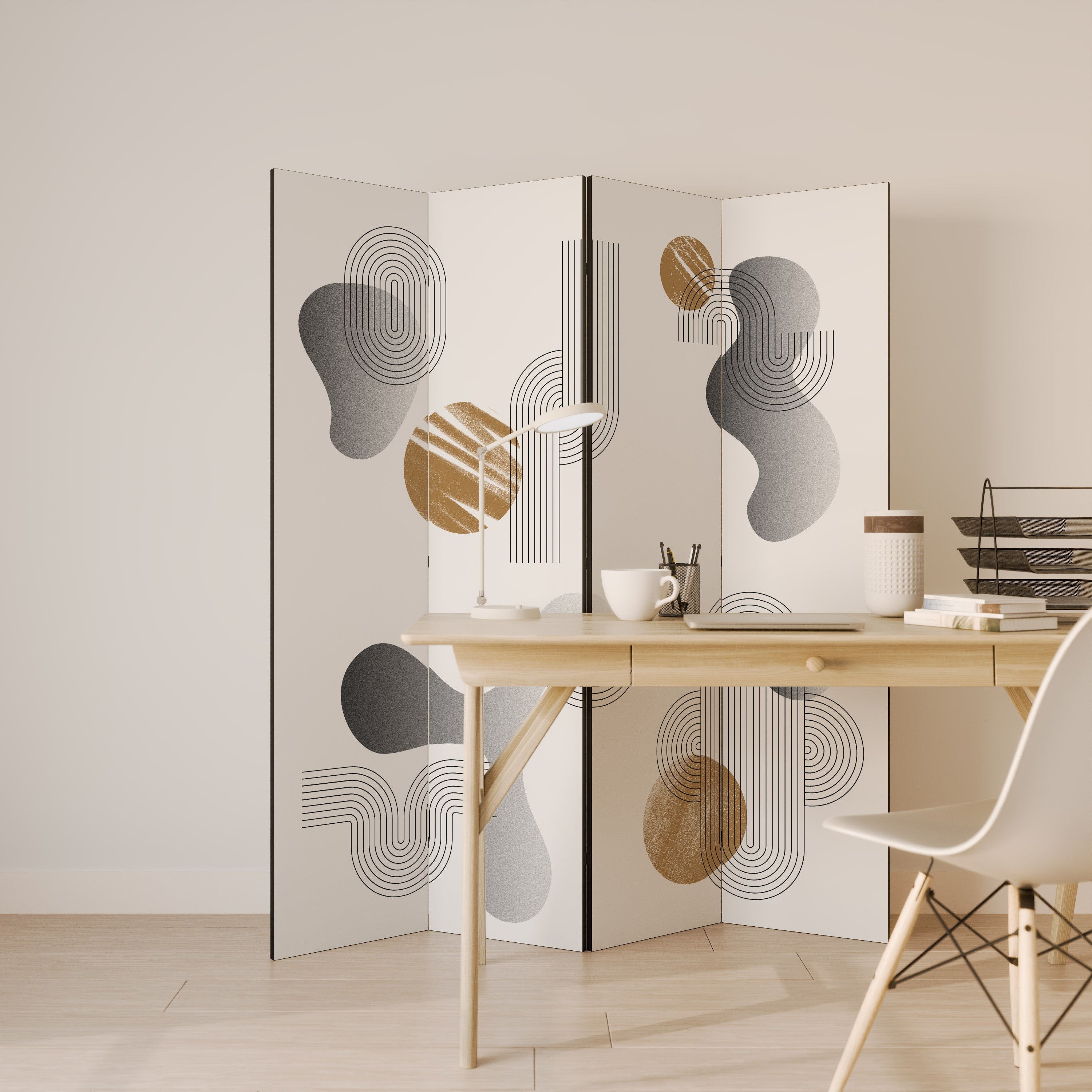 CLEAR CREATIONS Biombo Decorativo de 4 Painéis