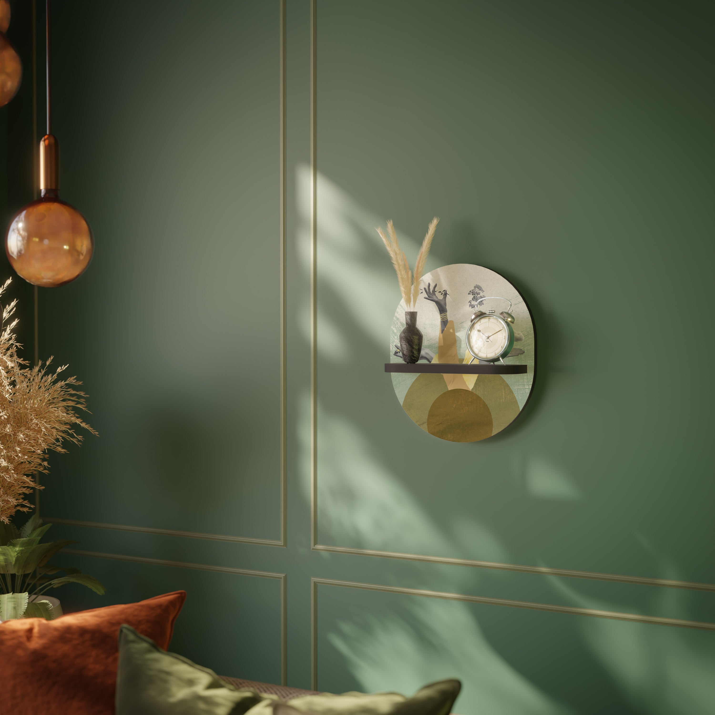 EARTH ELEMENTS Prateleira Oval Decorativa em Acabamento Preto