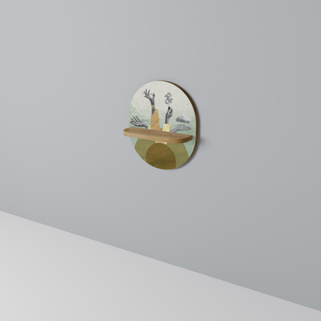 EARTH ELEMENTS Prateleira Oval Decorativa em Efeito Carvalho