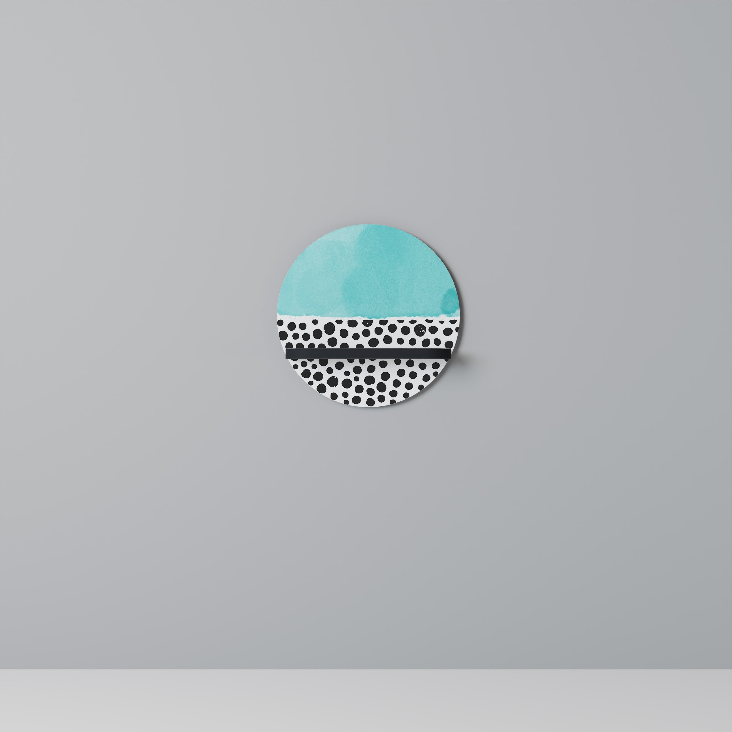 AZURE TREASURE Round Art Shelf In Black Finish