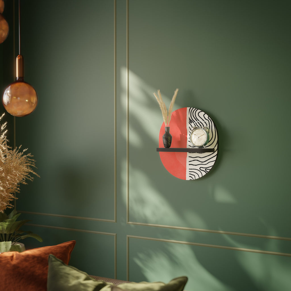 ORANGEY TREASURE Prateleira Oval Decorativa em Acabamento Preto