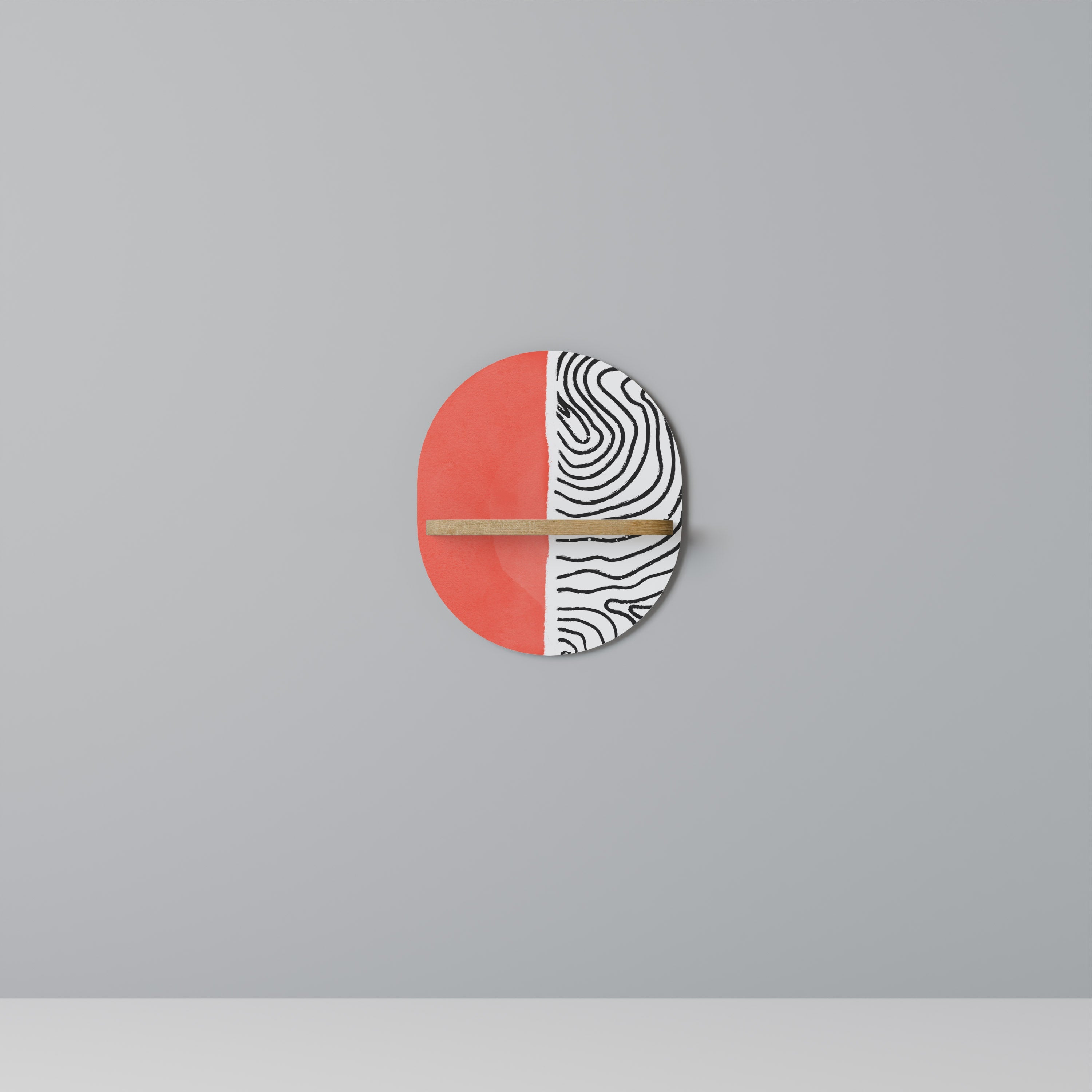 ORANGEY TREASURE Prateleira Oval Decorativa em Efeito Carvalho