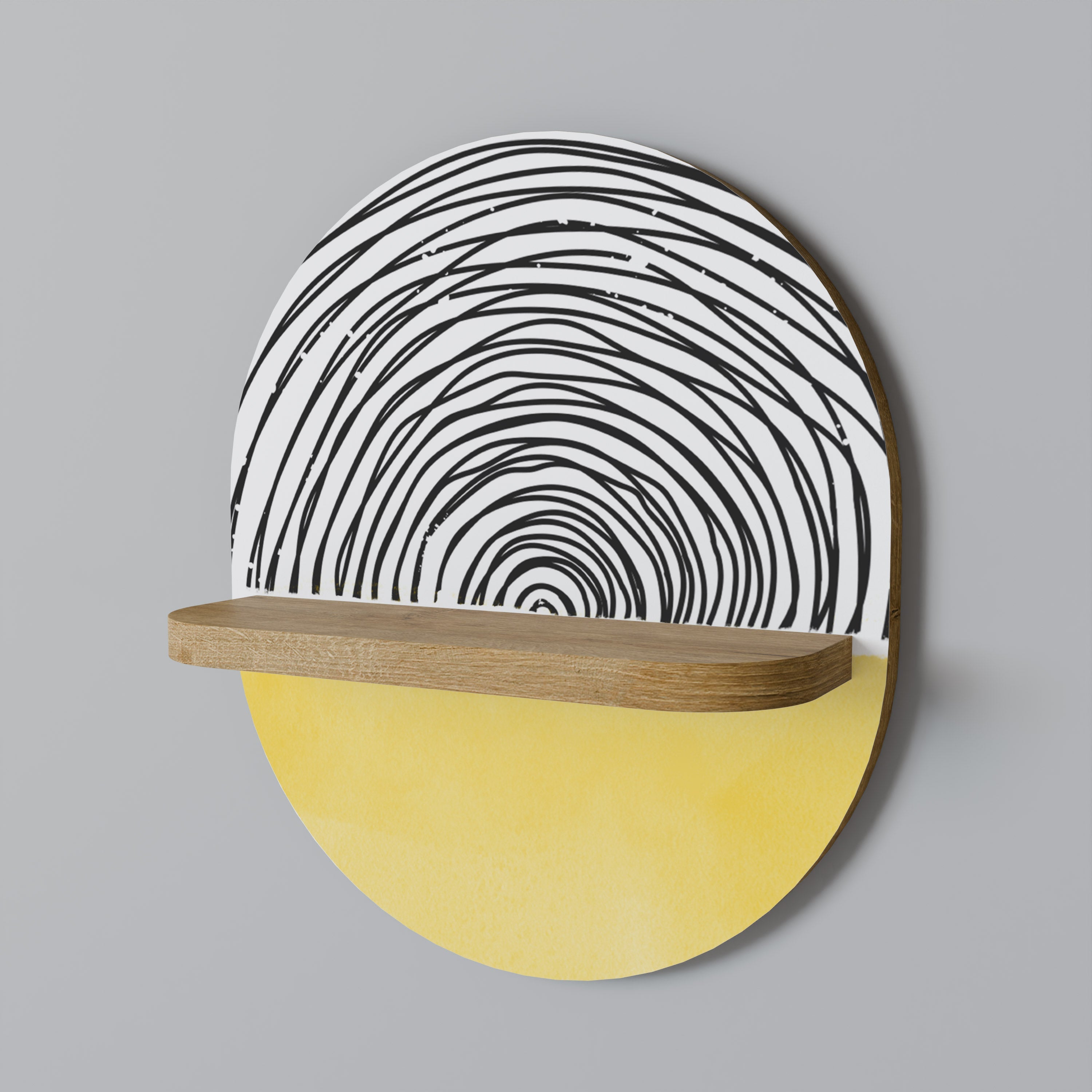 SUNNY TREASURE Prateleira Oval Decorativa em Efeito Carvalho