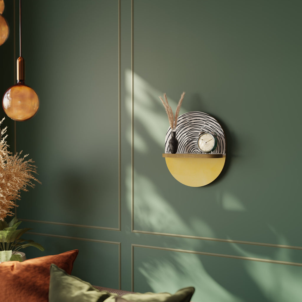 SUNNY TREASURE Prateleira Oval Decorativa em Efeito Carvalho