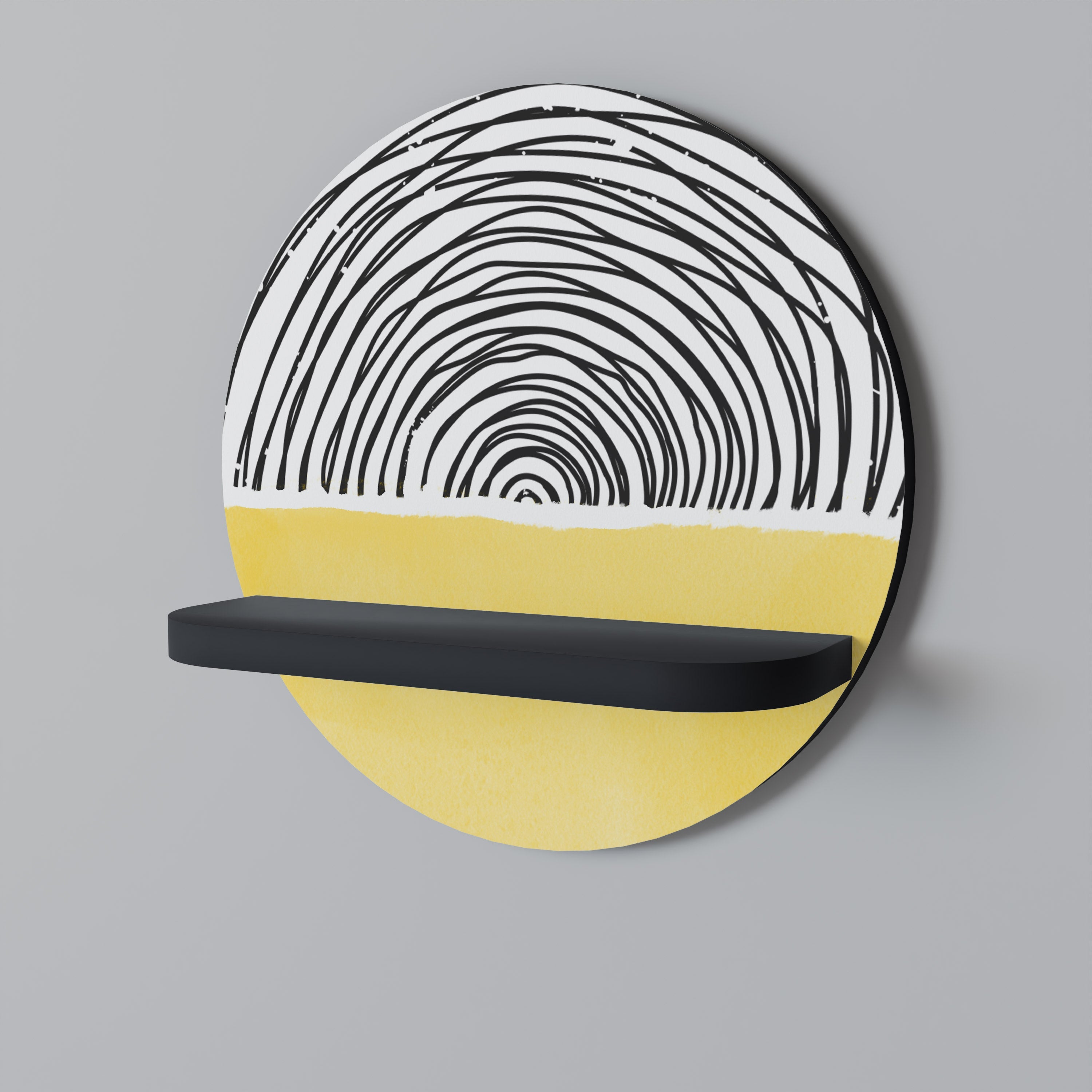 SUNNY TREASURE Round Art Shelf In Black Finish