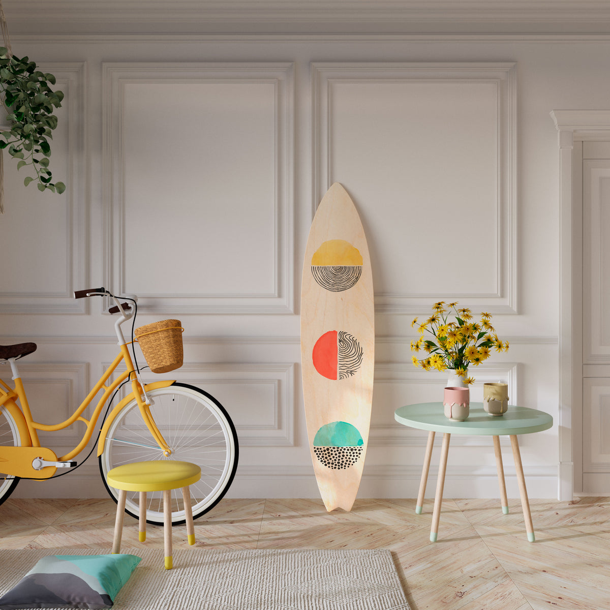 SUNNY TREASURE Painel Decorativo Prancha de Surf