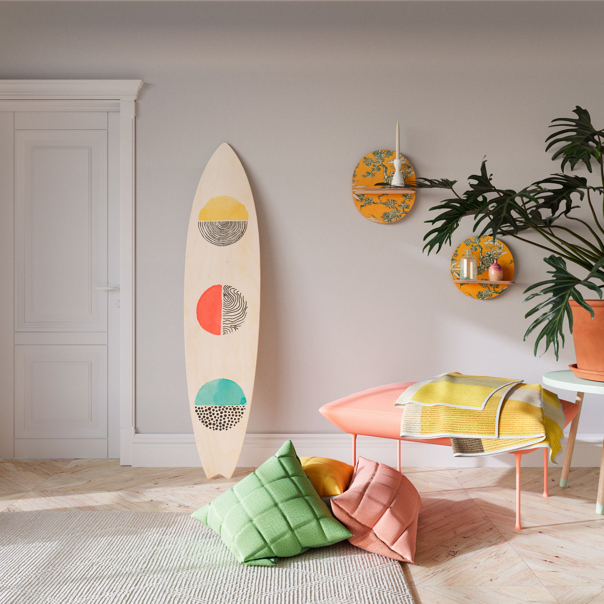 SUNNY TREASURE Painel Decorativo Prancha de Surf