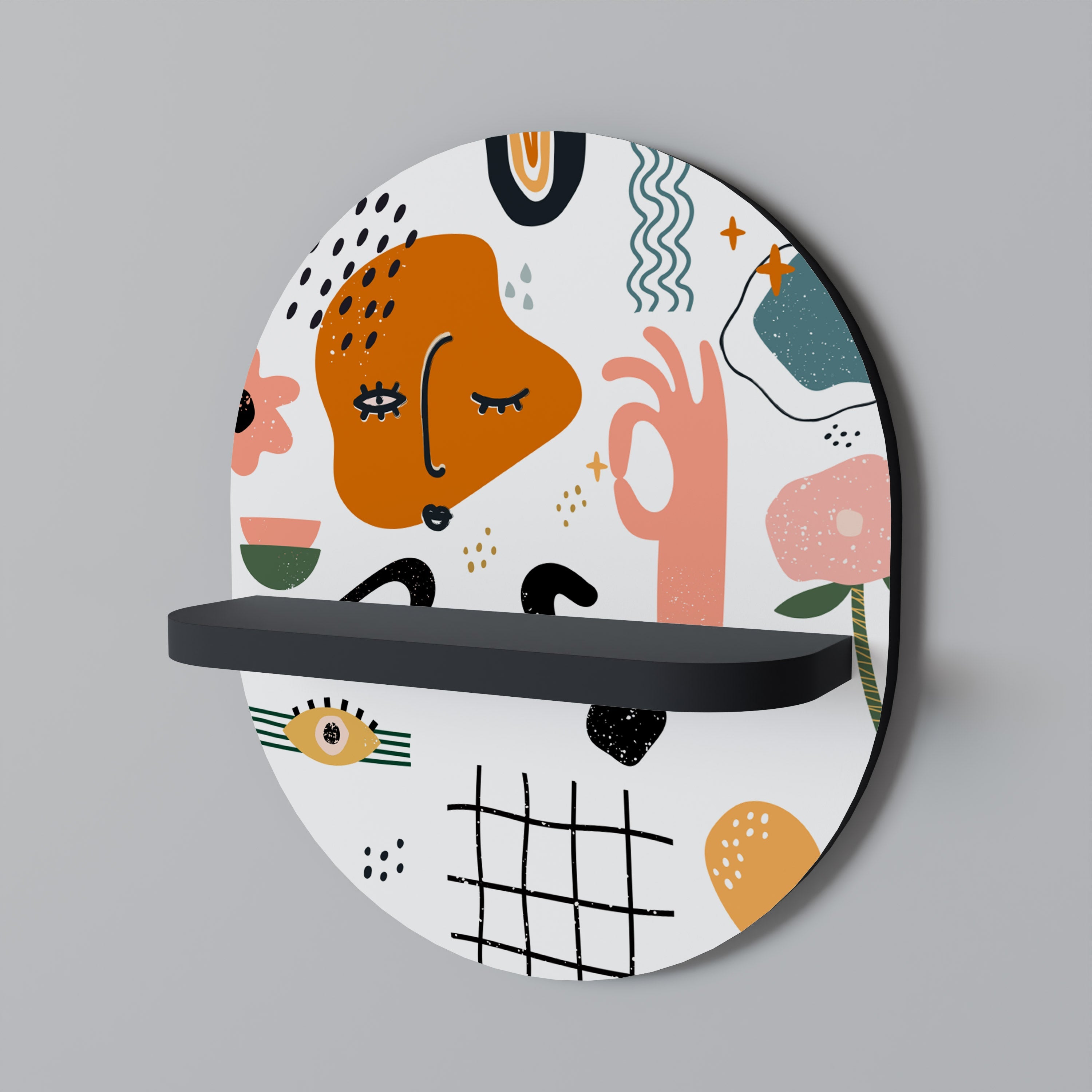 MATISSE WHIMSY Prateleira Oval Decorativa em Acabamento Preto