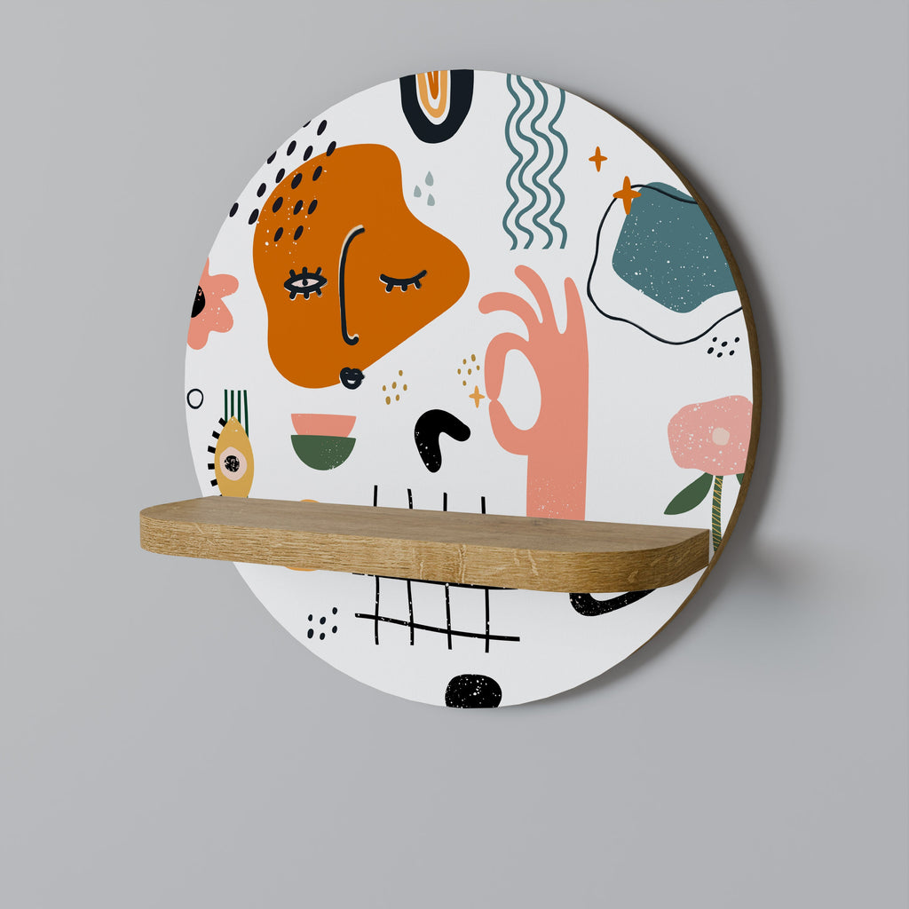 MATISSE WHIMSY Prateleira Redonda Decorativa em Efeito Carvalho