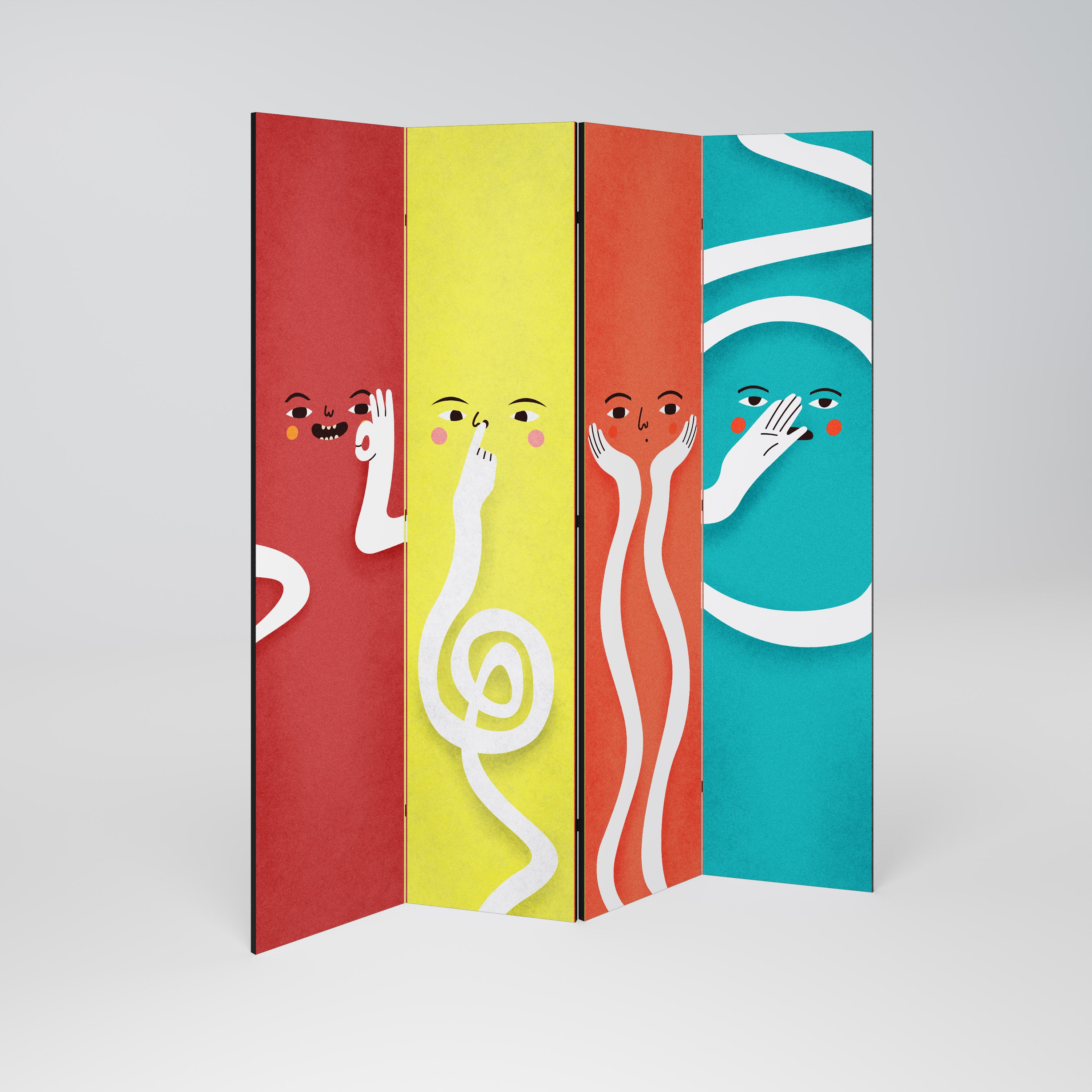 LIVELY FEATURES 4-Panel Room Divider