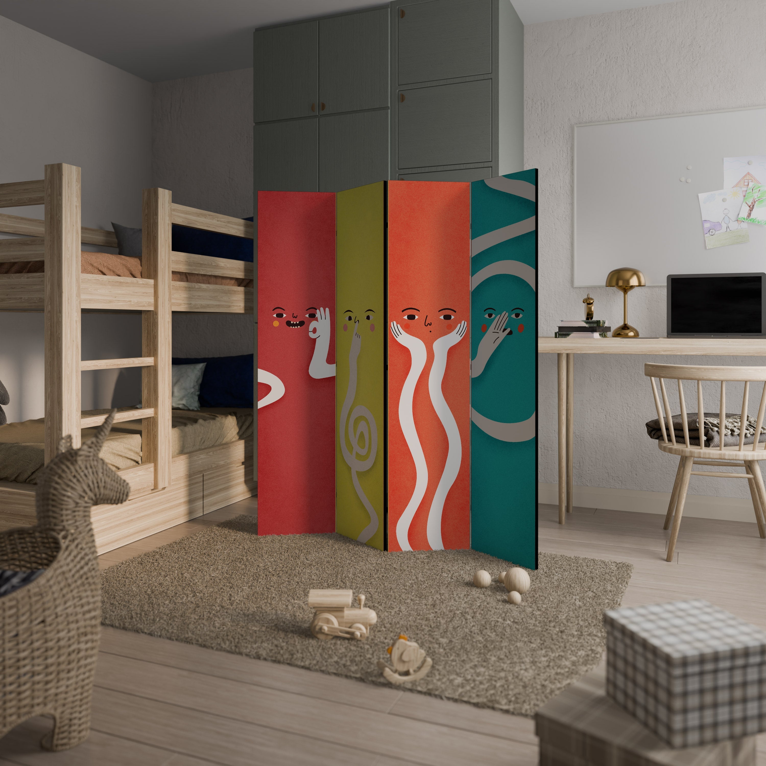 LIVELY FEATURES Biombo Decorativo de 4 Painéis