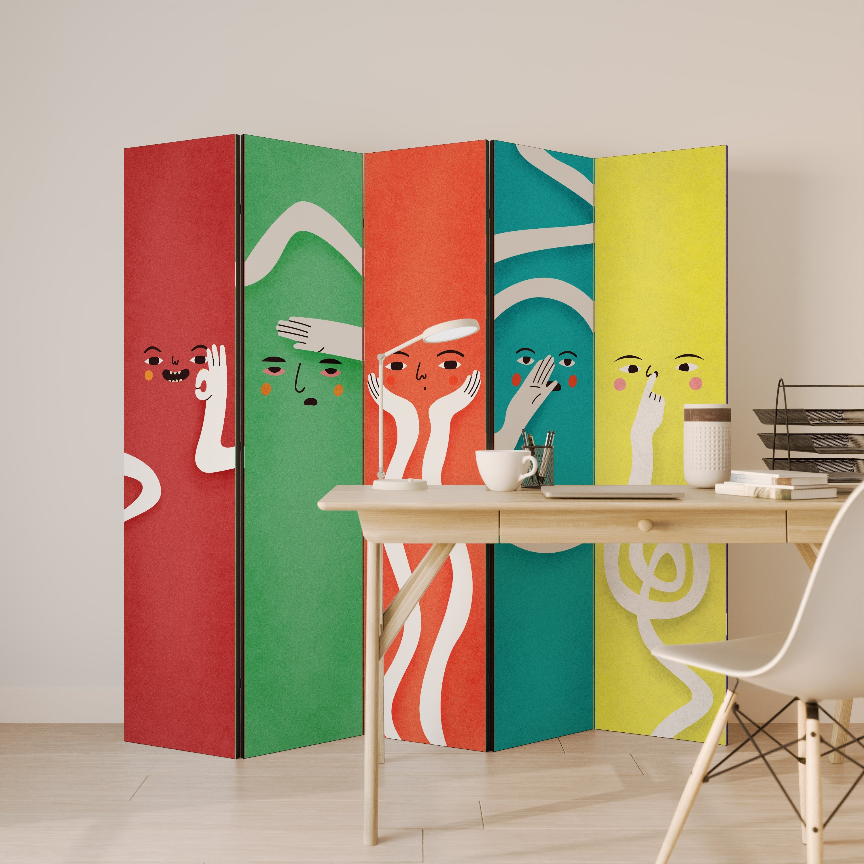 LIVELY FEATURES Biombo Decorativo de 5 Painéis