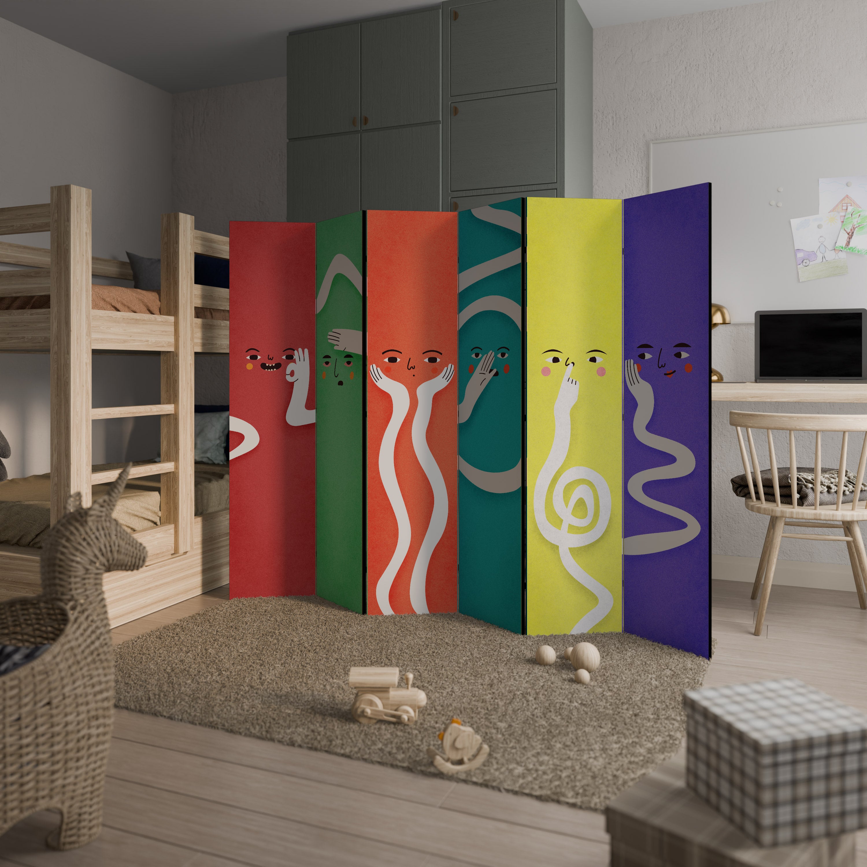 LIVELY FEATURES Biombo de 6 Painéis