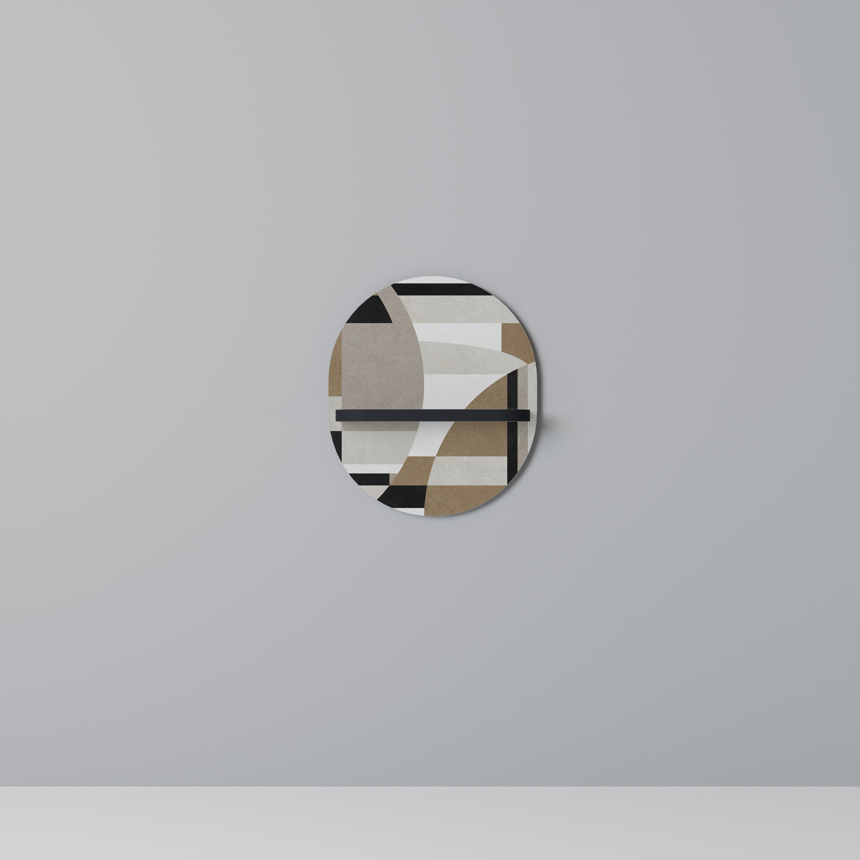 DELICATE MEMENTO Prateleira Oval Decorativa em Acabamento Preto