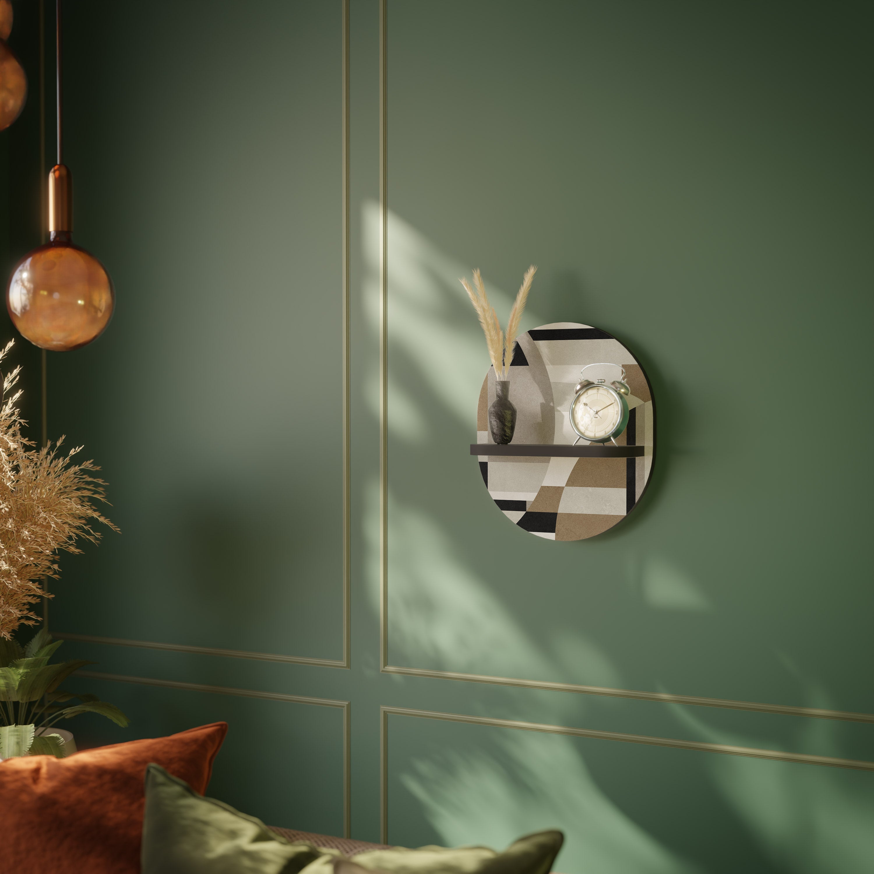 DELICATE MEMENTO Prateleira Oval Decorativa em Acabamento Preto