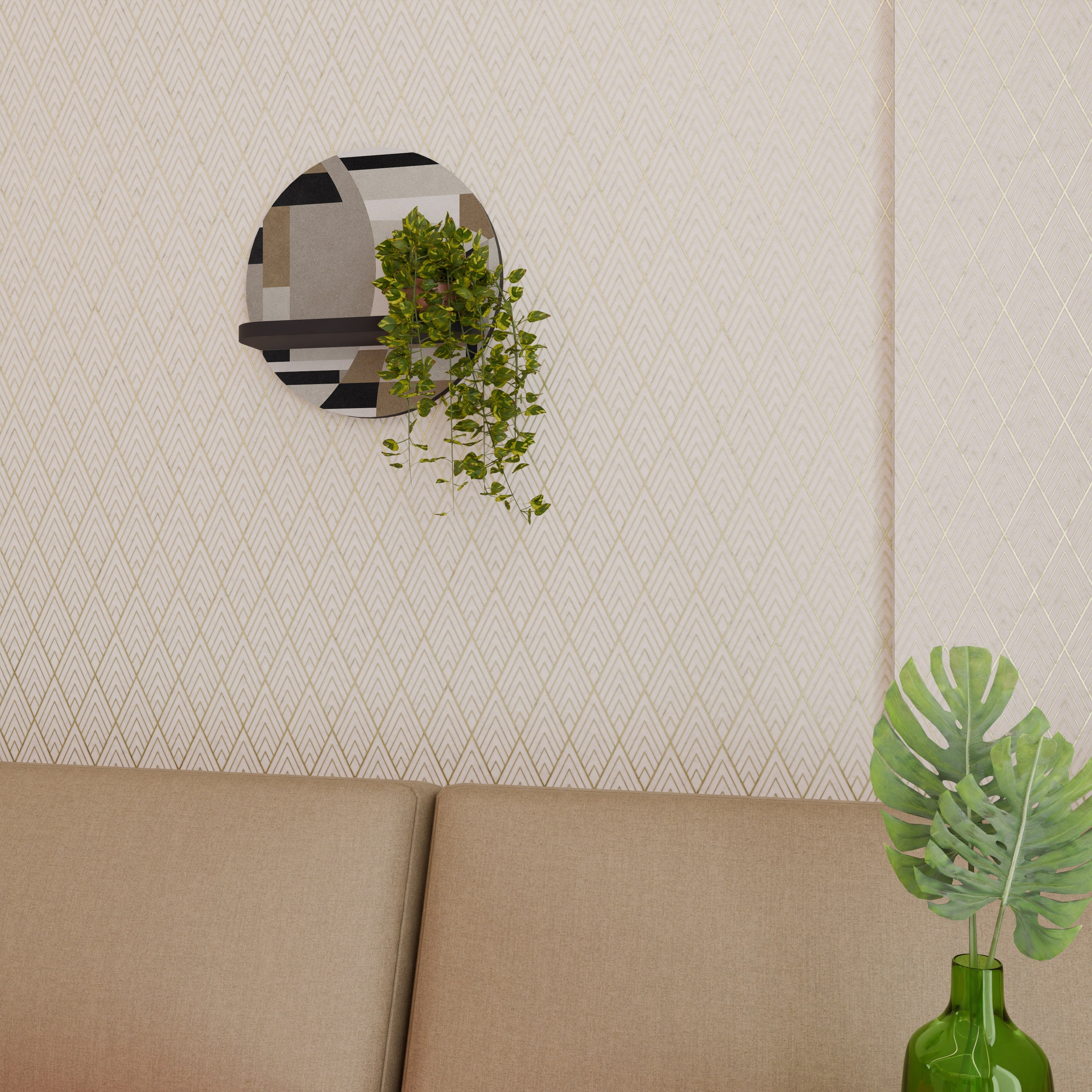 DELICATE MEMENTO Round Art Shelf In Black Finish