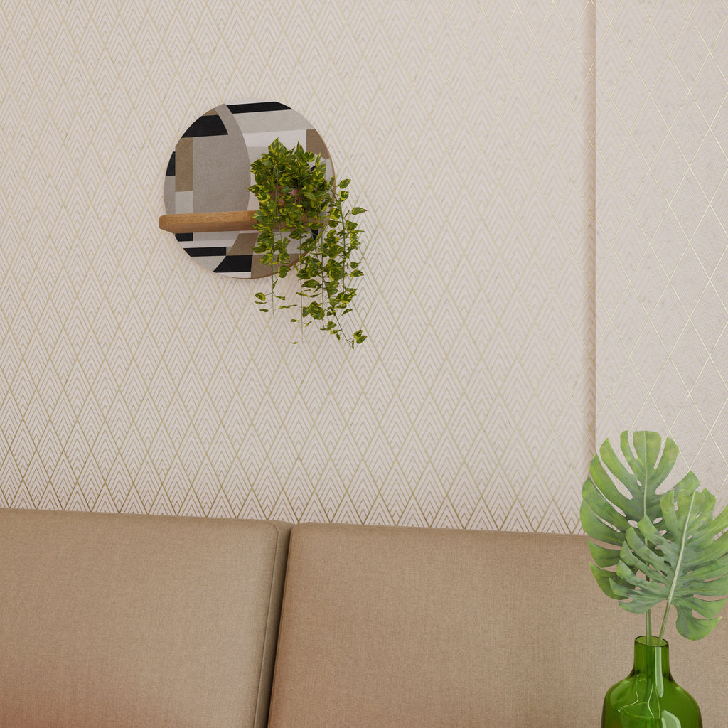 DELICATE MEMENTO Prateleira Redonda Decorativa em Efeito Carvalho