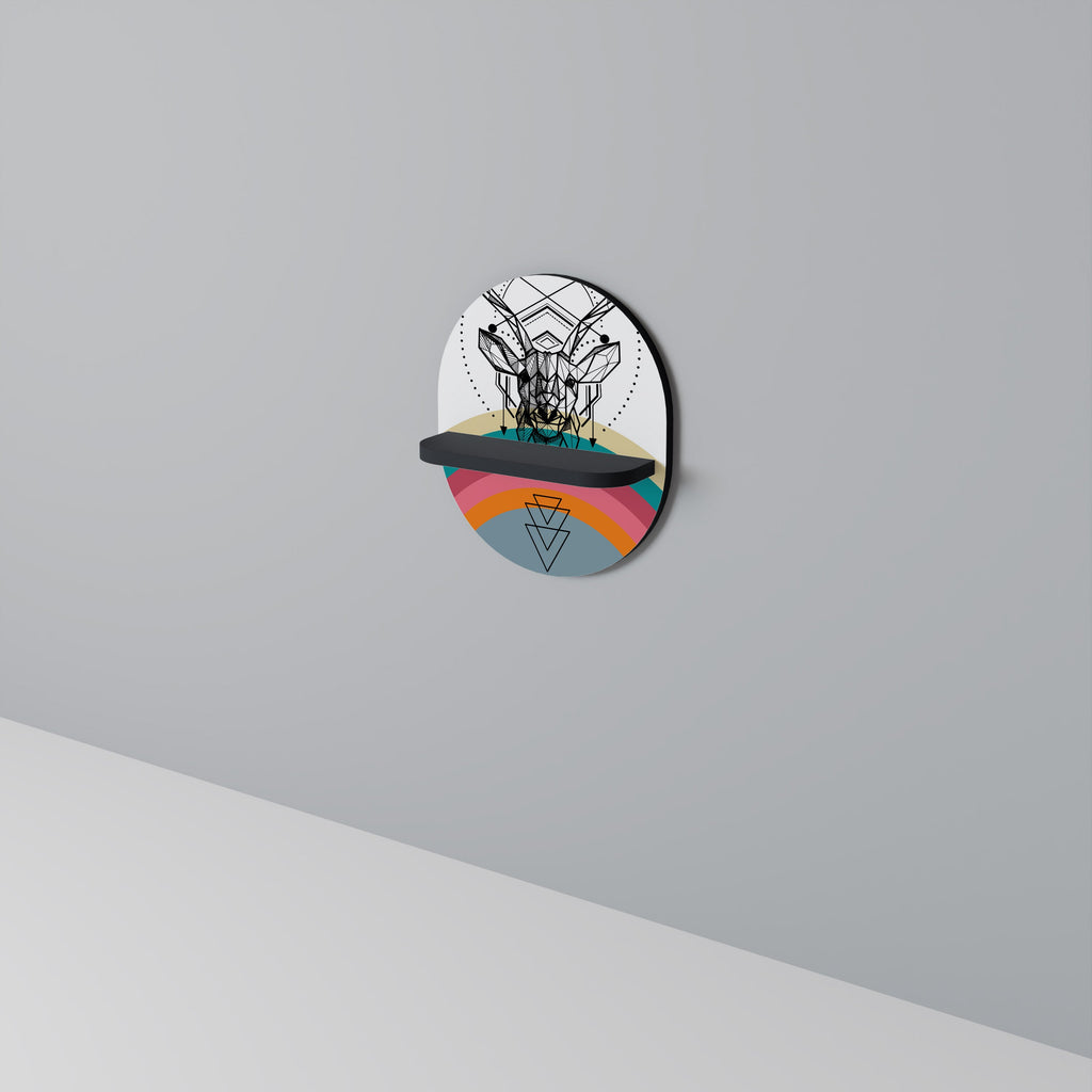 DEER OF COLOR Oval Art Shelf In Black Finish