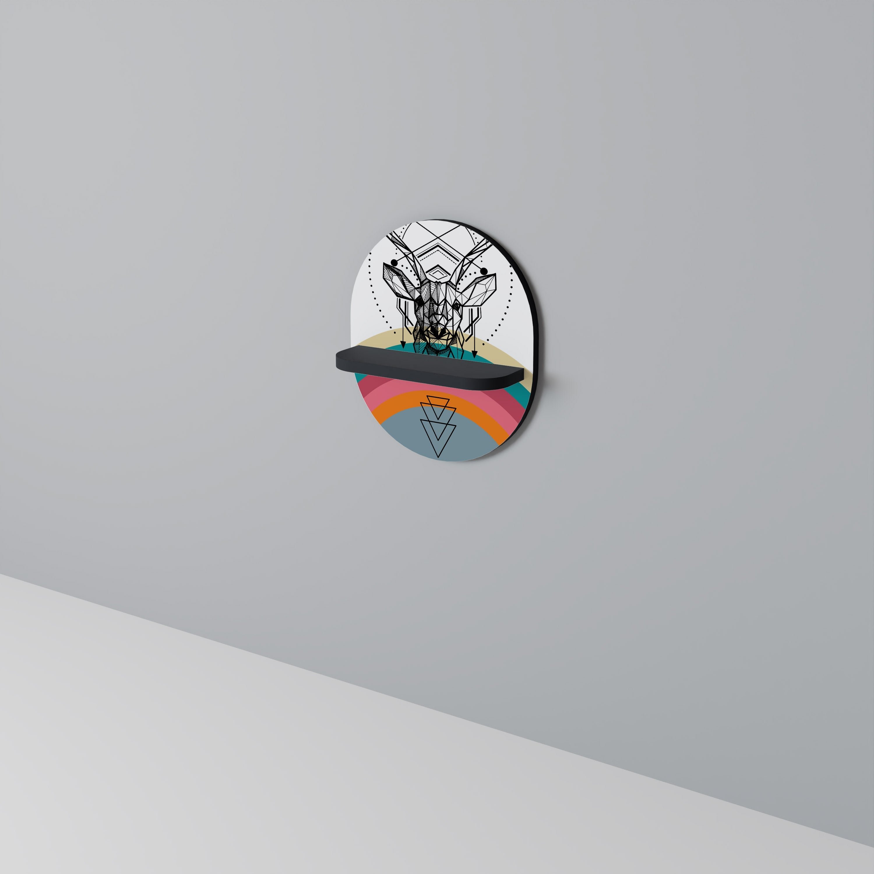 DEER OF COLOR Prateleira Oval Decorativa em Acabamento Preto