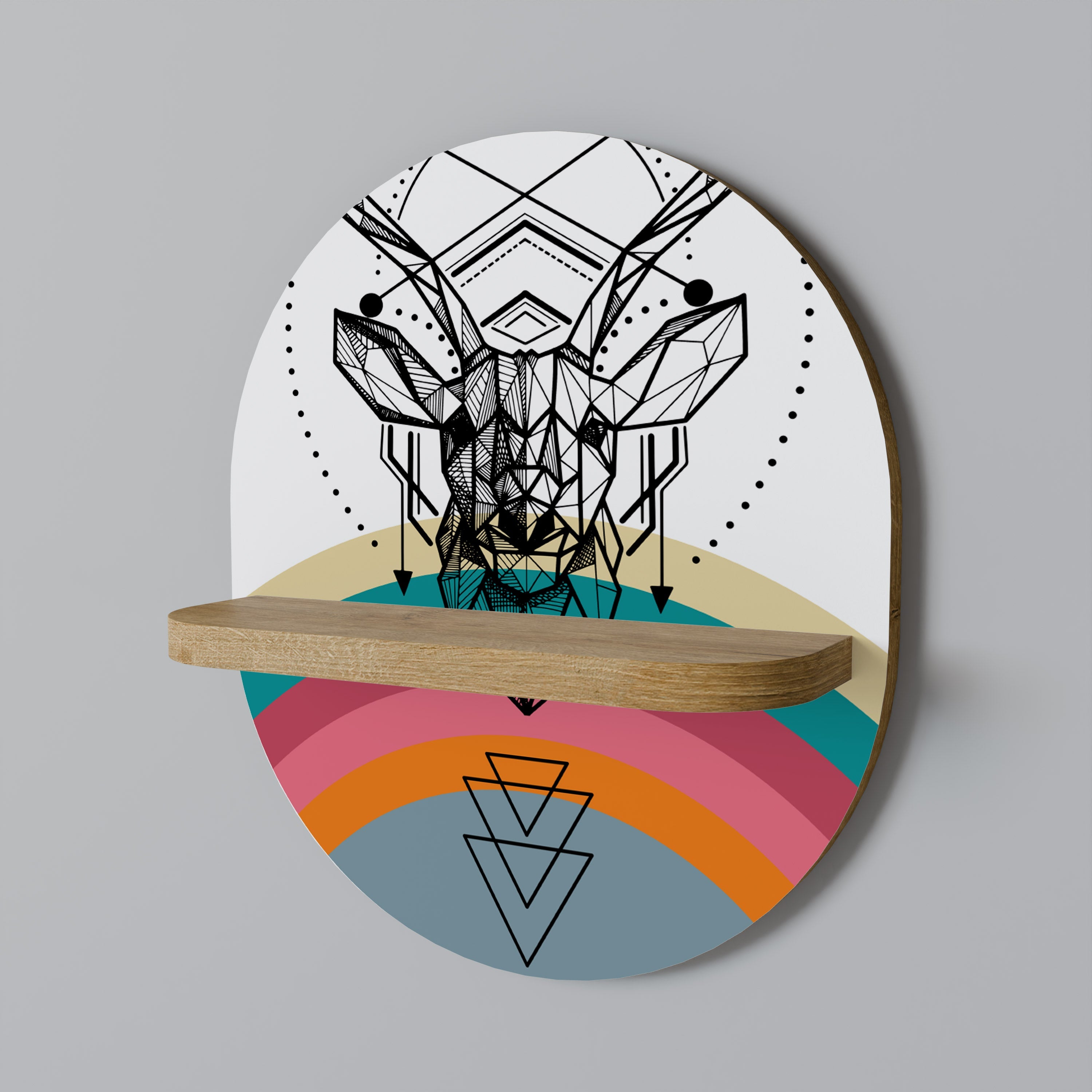 DEER OF COLOR Prateleira Oval Decorativa em Efeito Carvalho