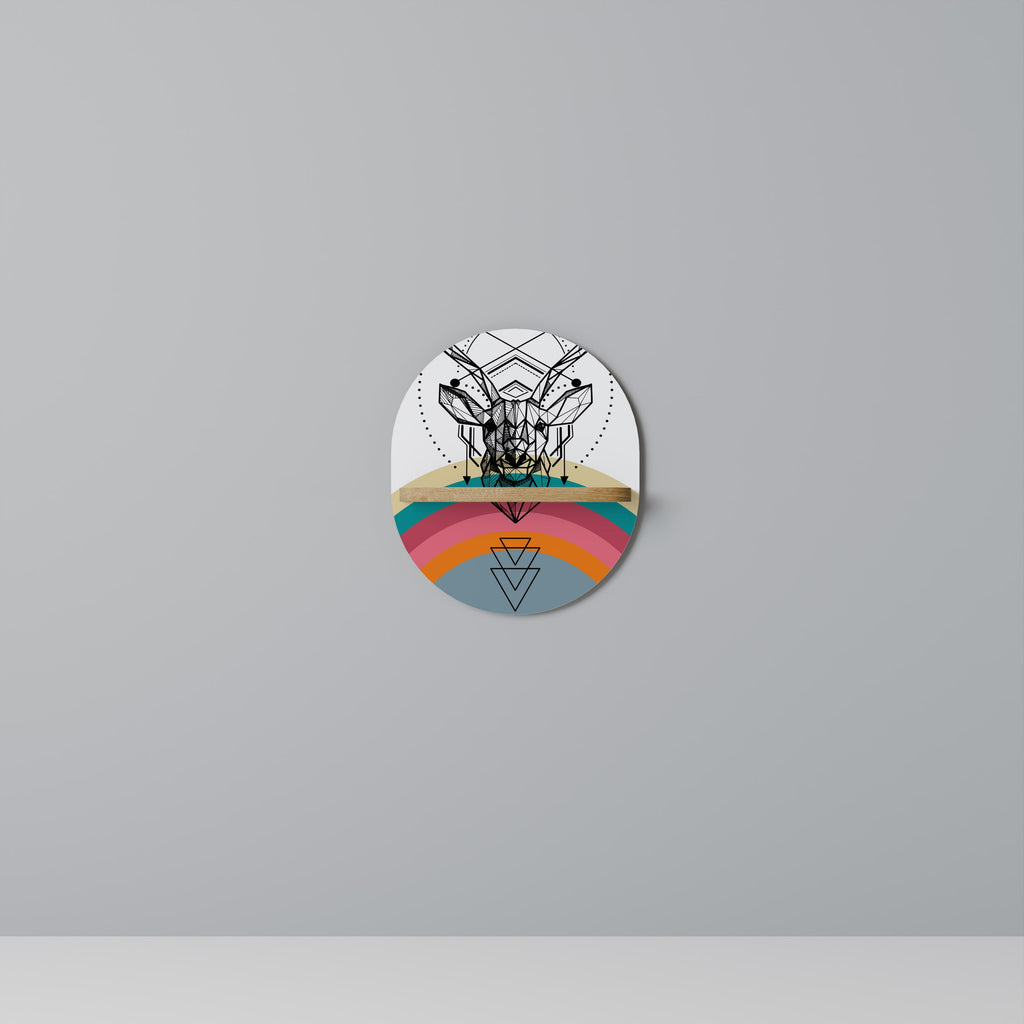 DEER OF COLOR Prateleira Oval Decorativa em Efeito Carvalho