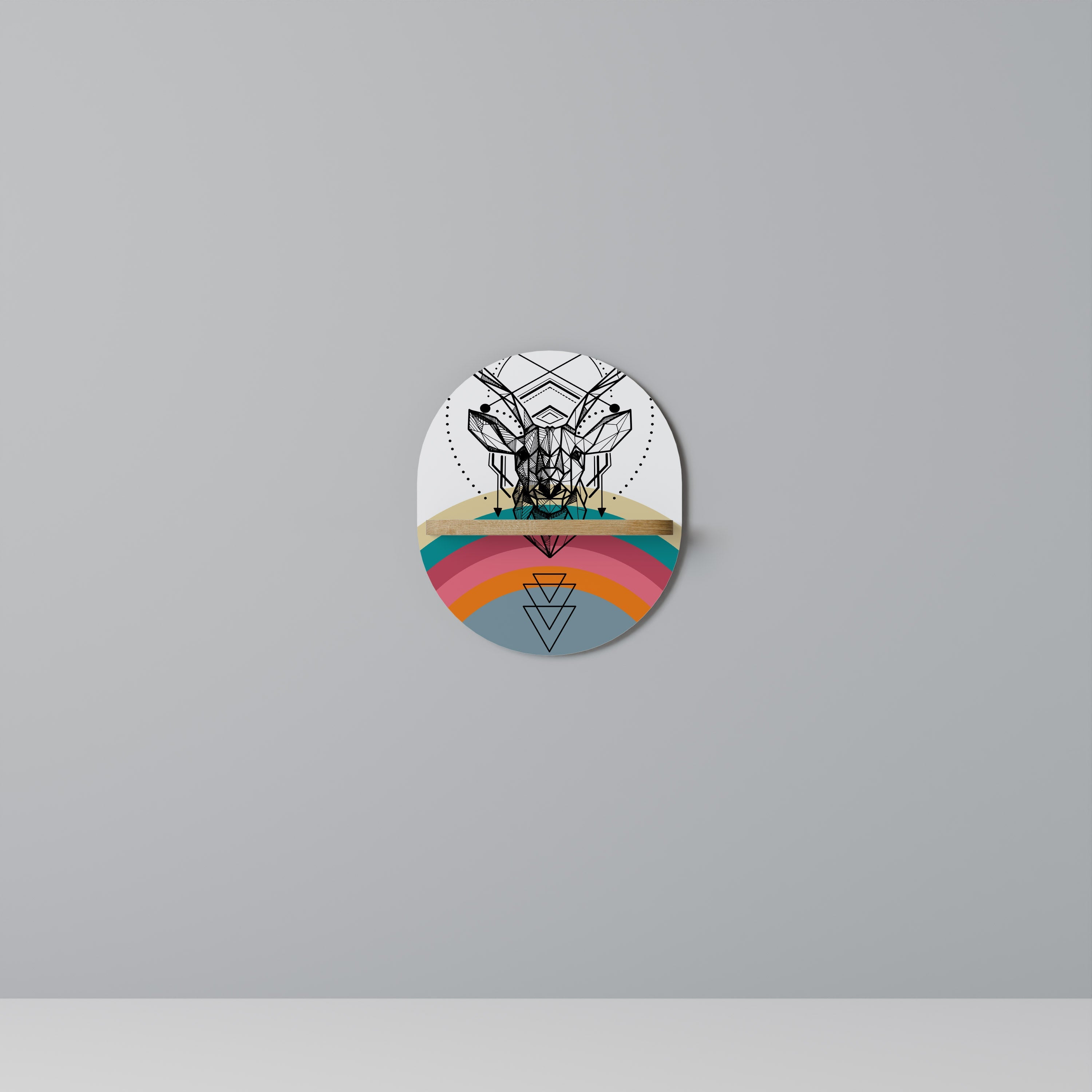 DEER OF COLOR Prateleira Oval Decorativa em Efeito Carvalho