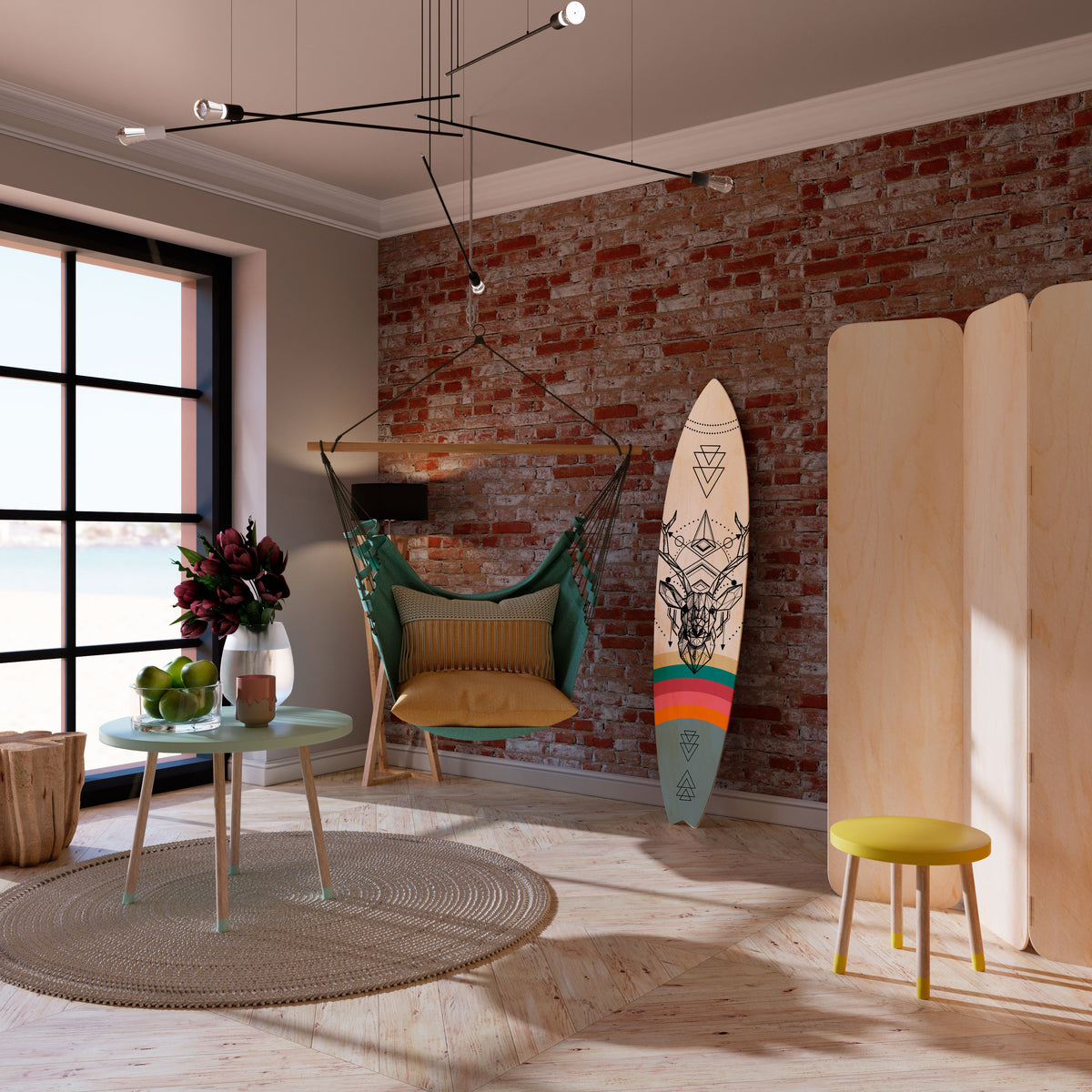 DEER OF COLOR Painel Decorativo Prancha de Surf