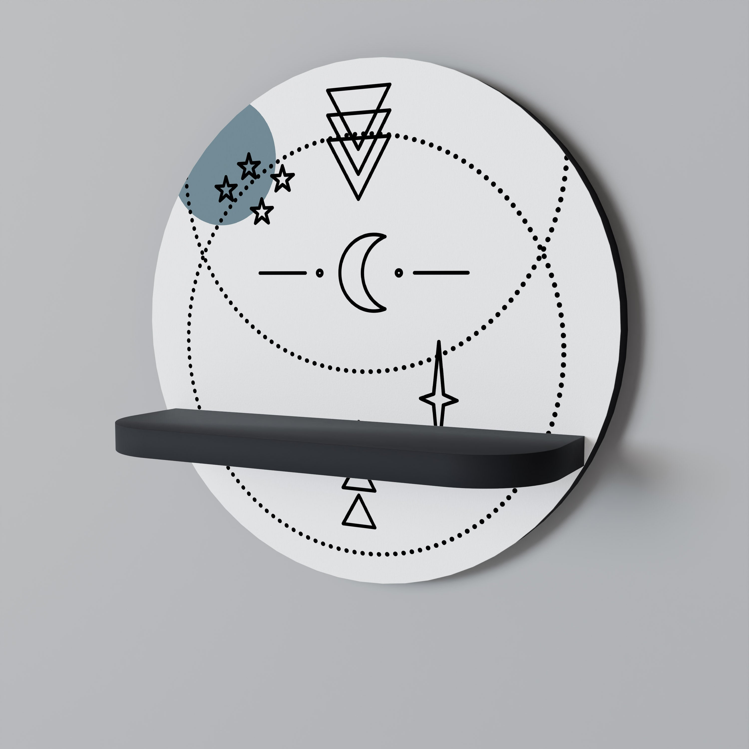 CELESTIAL BODY Round Art Shelf In Black Finish