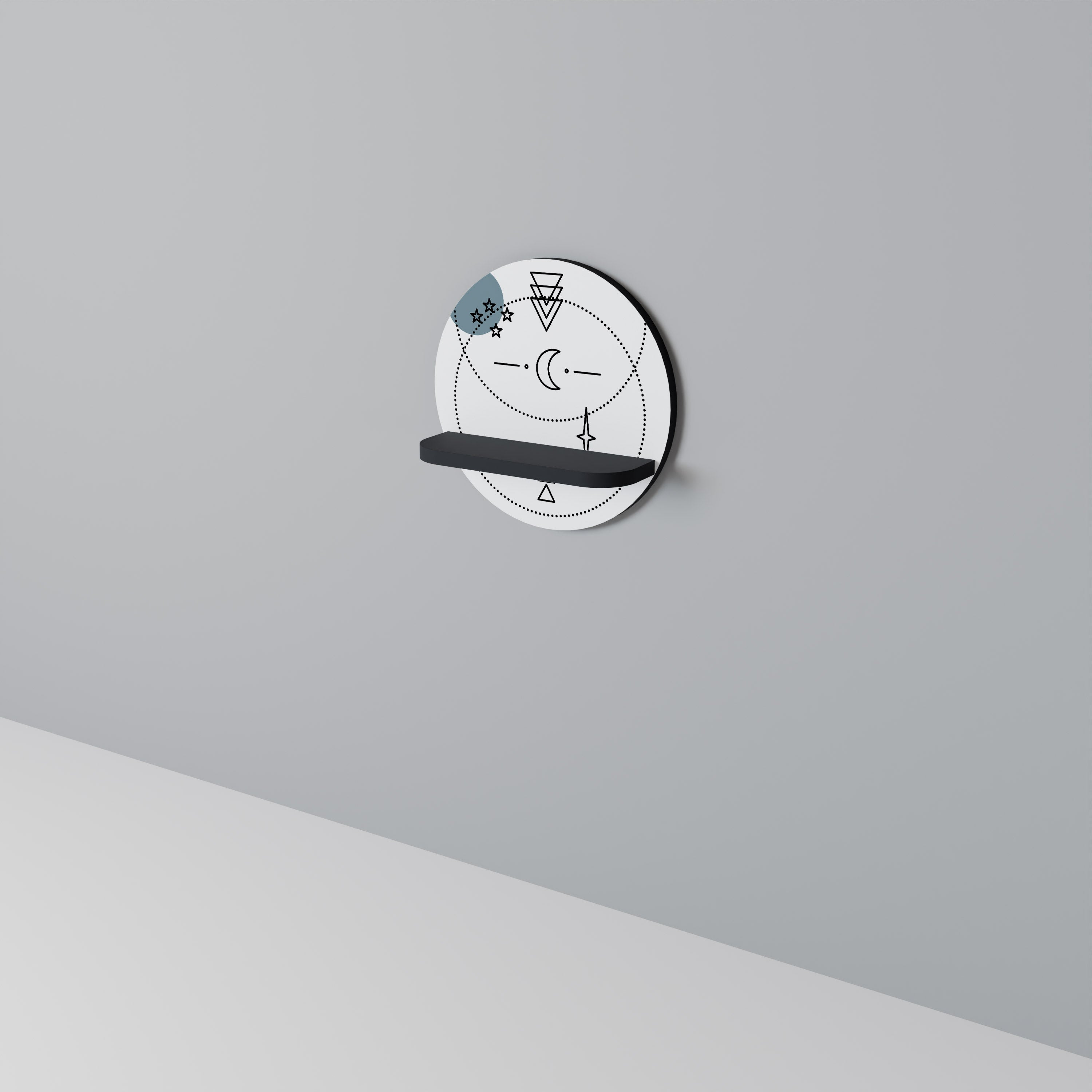 CELESTIAL BODY Round Art Shelf In Black Finish