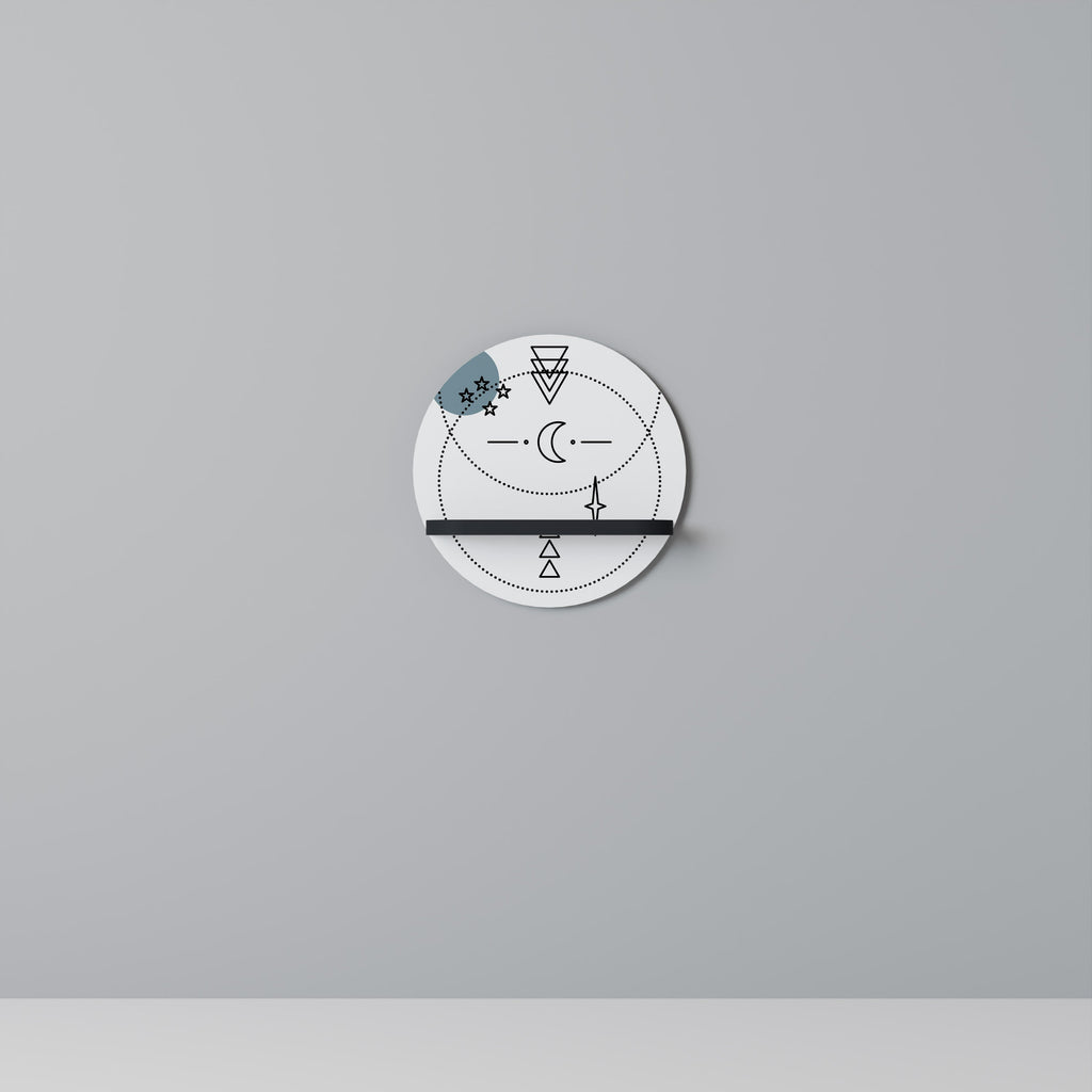 CELESTIAL BODY Round Art Shelf In Black Finish