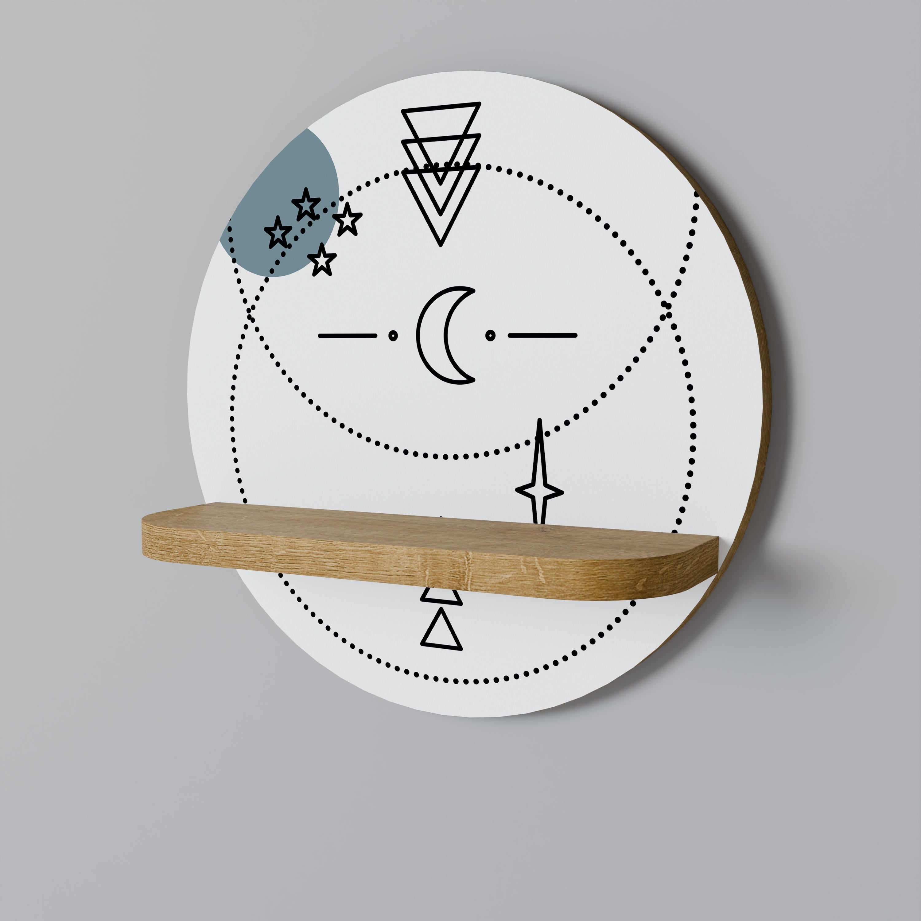 CELESTIAL BODY Prateleira Redonda Decorativa em Efeito Carvalho