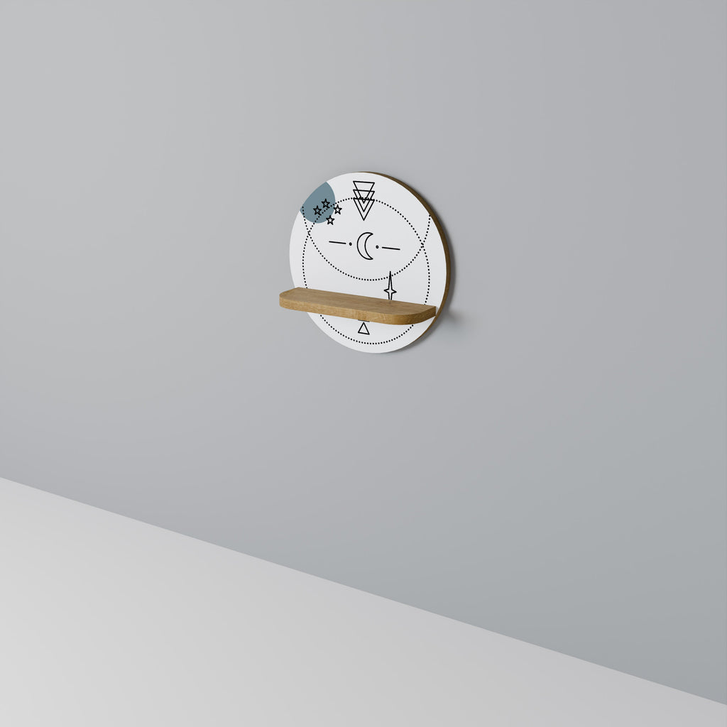 CELESTIAL BODY Prateleira Redonda Decorativa em Efeito Carvalho