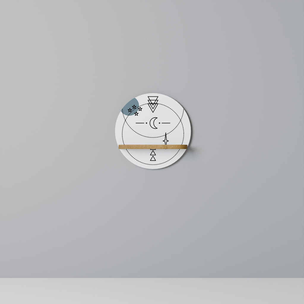 CELESTIAL BODY Prateleira Redonda Decorativa em Efeito Carvalho